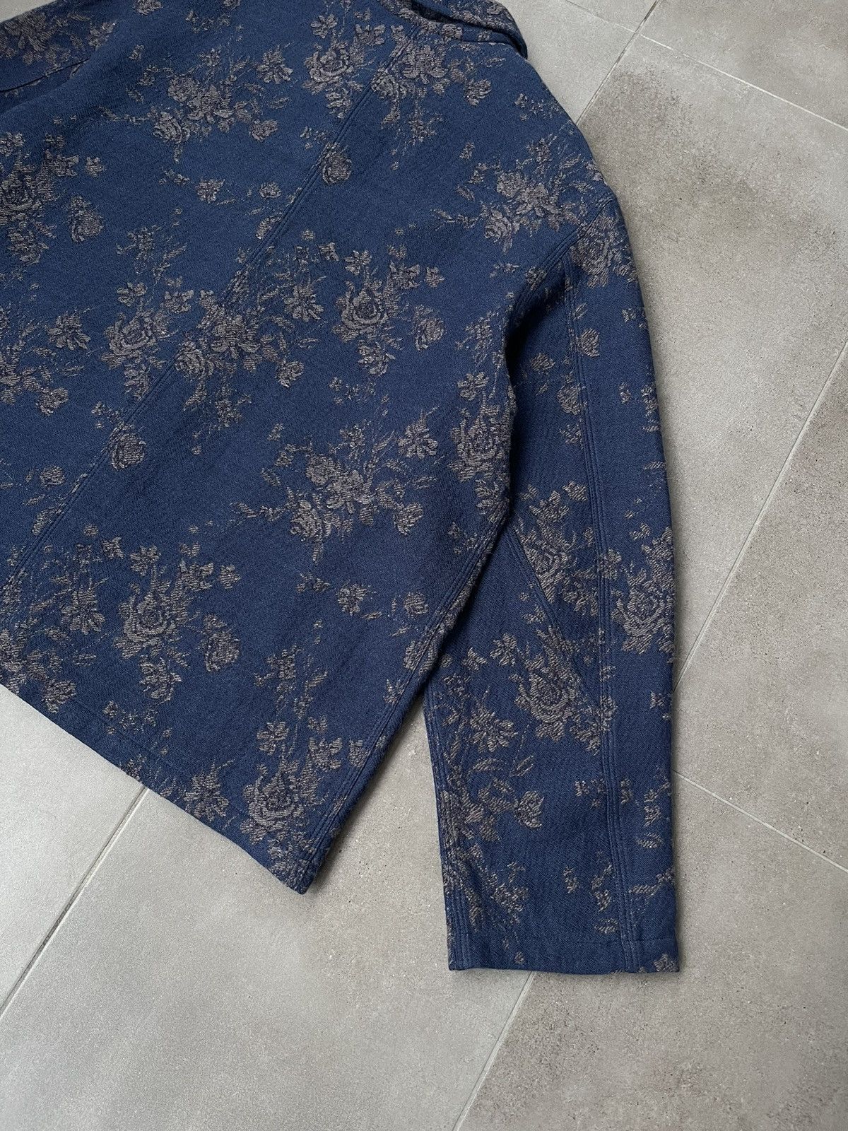 YMC !DS! SS23 YMC Labour Floral Navy Wool Jacquard Jacket Size US L / EU 52-54 / 3 - 16 Thumbnail