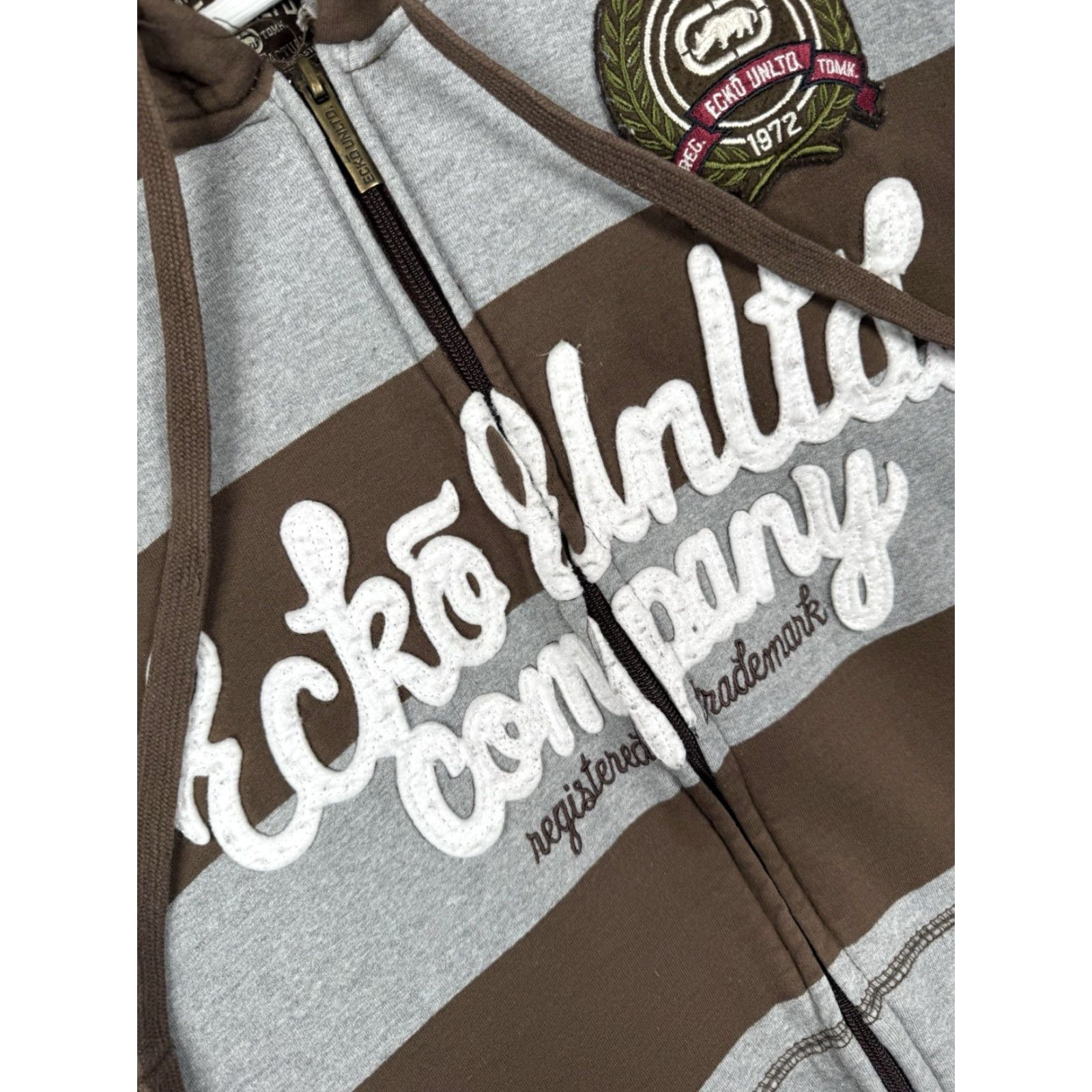 Ecko Unltd. VINTAGE Ecko Unltd. Hoodie Full Zip Striped Gray Brown Men’s L - Y2K Sweatshirt Fashion Sports Logo Crew Neck All Seasons Mens Size US L / EU 52-54 / 3 - 4 Thumbnail
