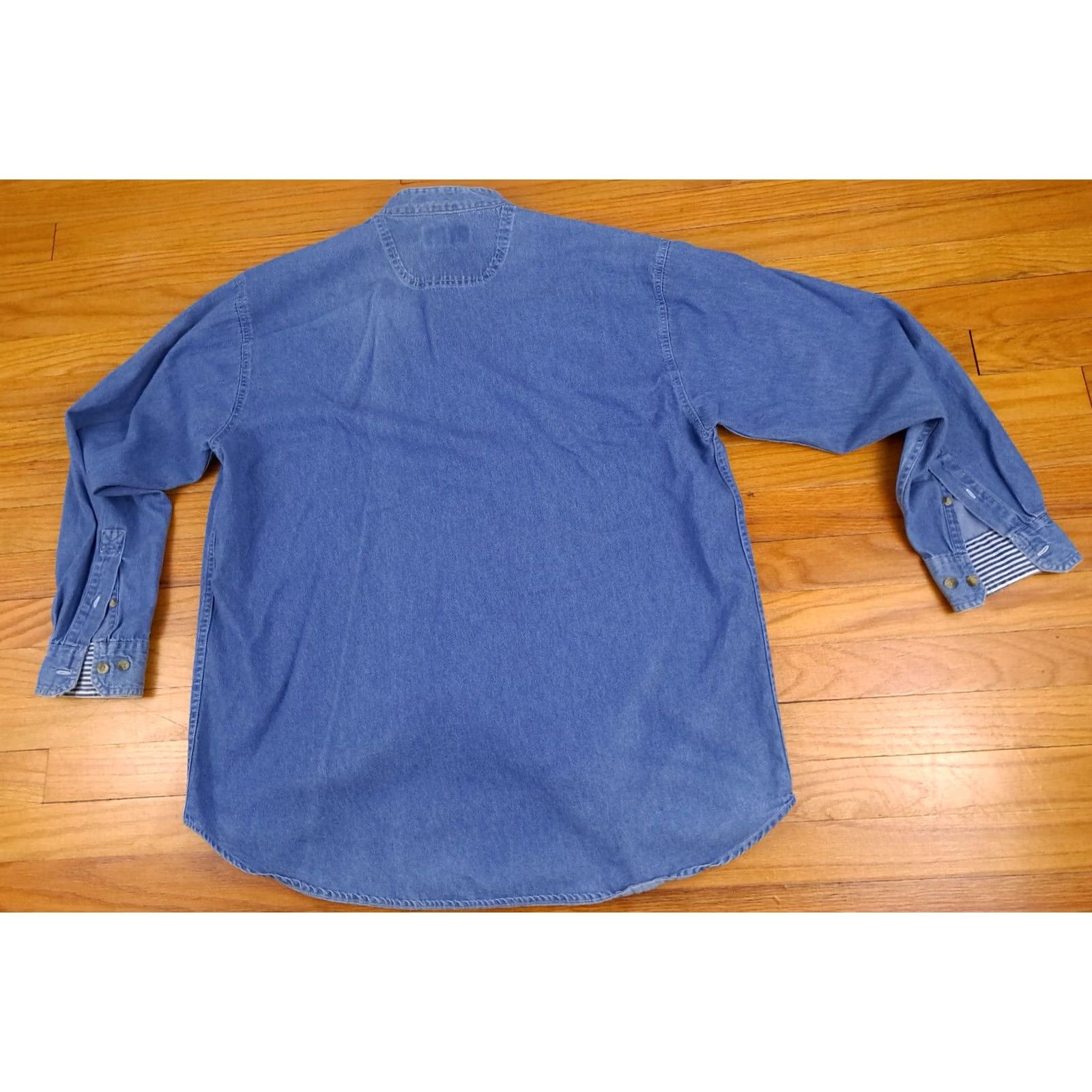 Vintage Blue Jeans Shirt Embroided Winter Cabin & Snowmobile Print Full Button LG Size US L / EU 52-54 / 3 - 4 Thumbnail