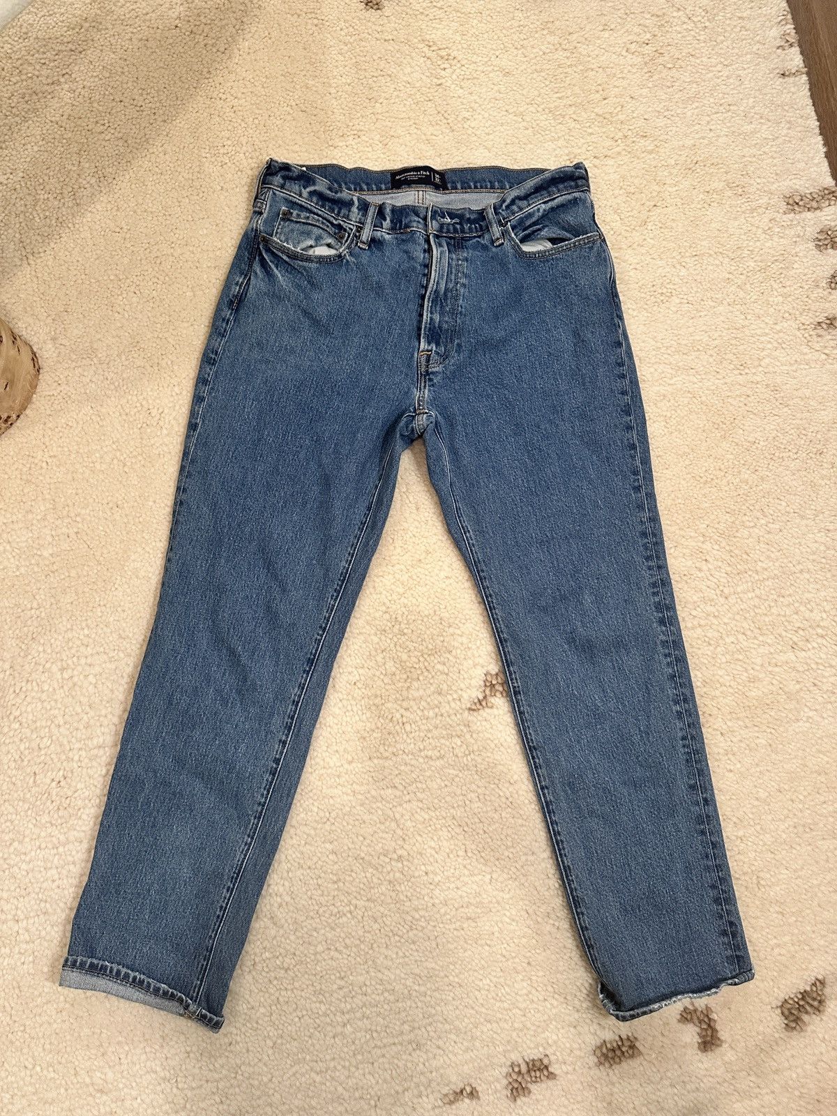 Abercrombie & Fitch Abercrombie Vintage Stretch Straight Jeans Size US 34 / EU 50 - 2 Thumbnail