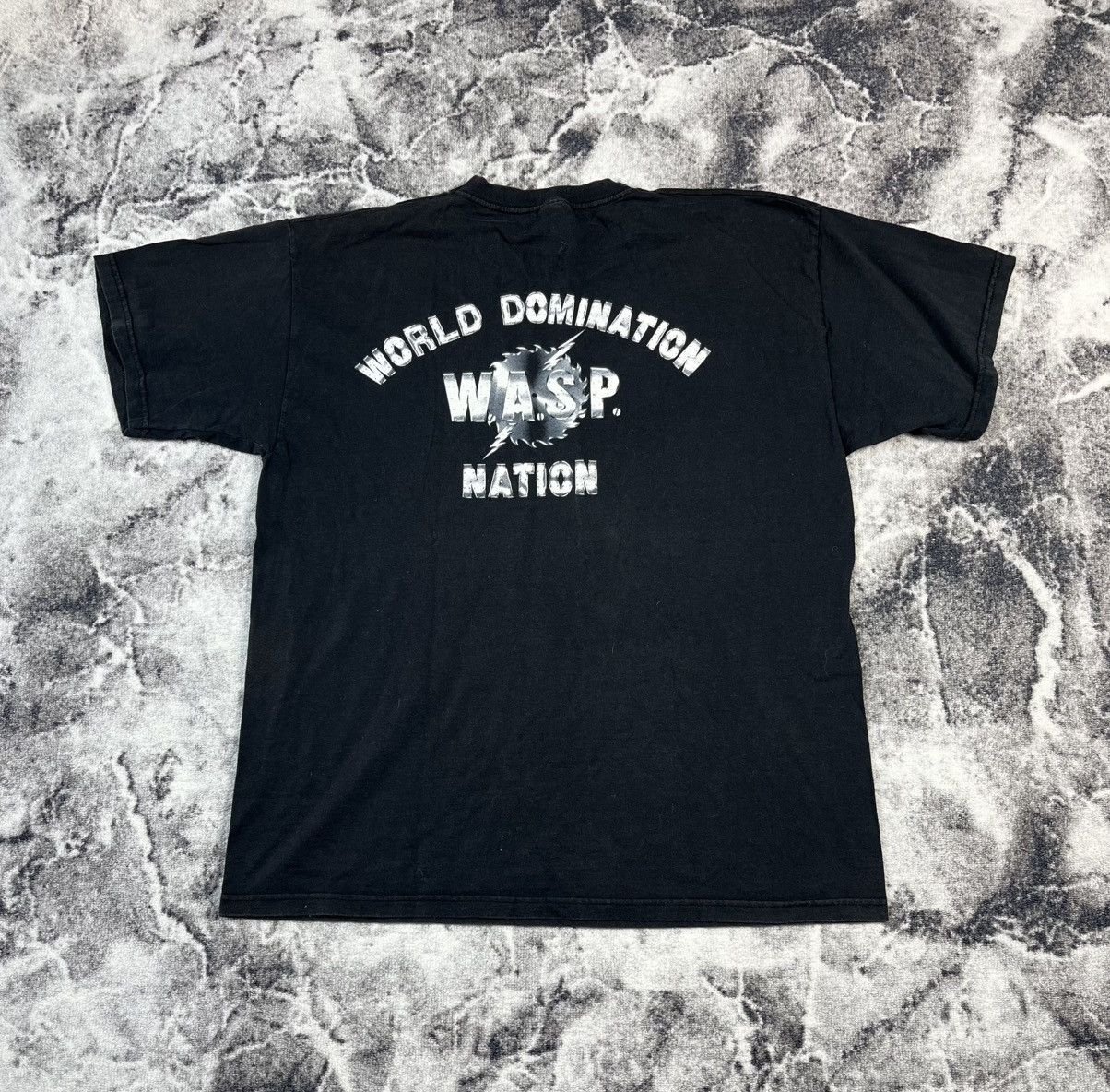 Fruit Of The Loom Vintage W.A.S.P Band Graphic Tee Faded Black Shirt Size US XL / EU 56 / 4 - 13 Thumbnail