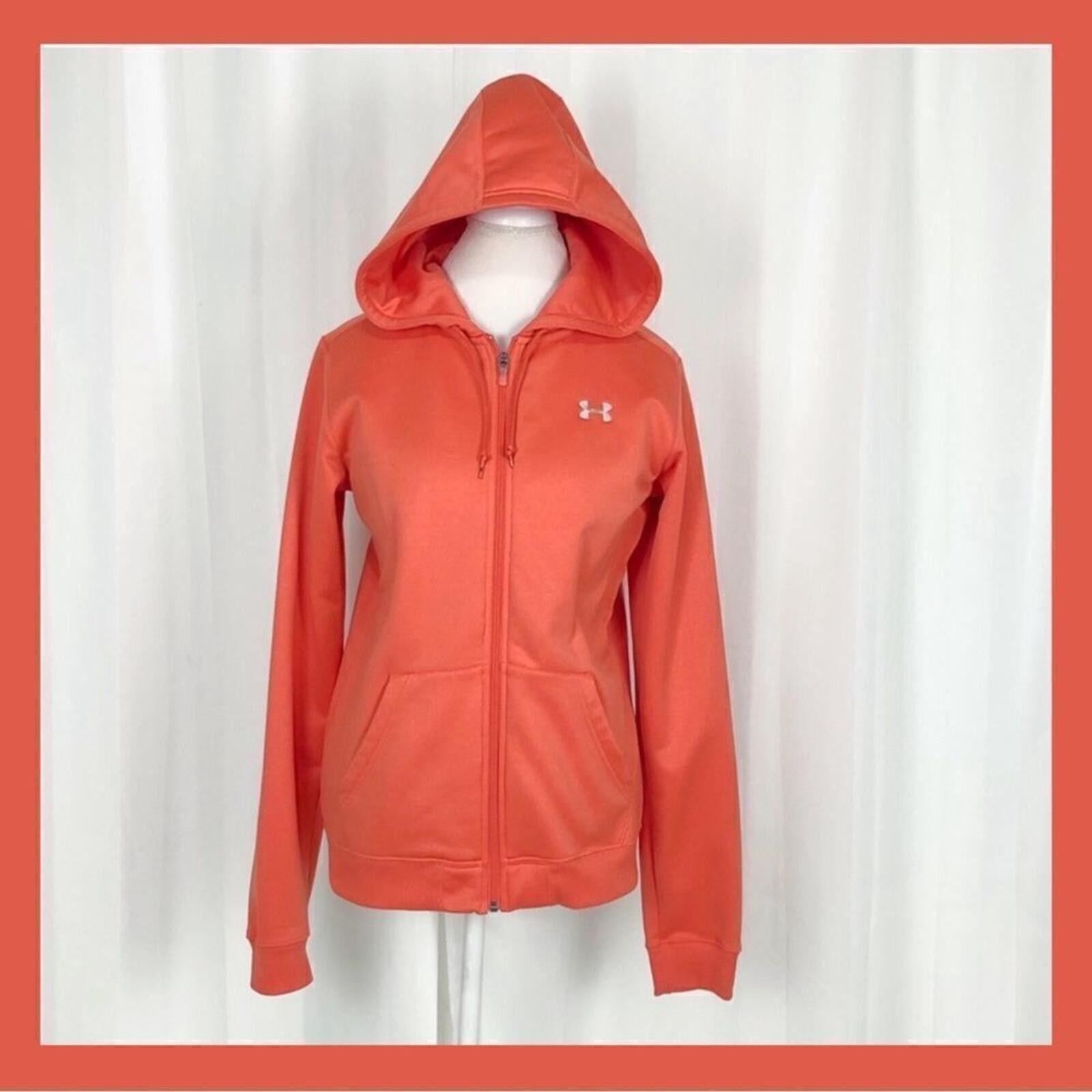 Under Armour Under Armour Orange Full-Zip Hoodie Sweatshirt Size M / US 6-8 / IT 42-44 - 3 Thumbnail