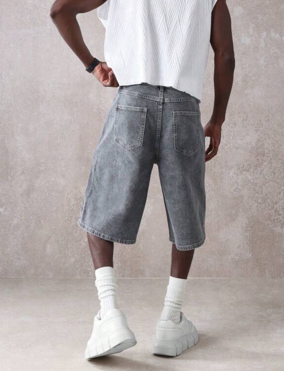 Jean Washed Denim Jeans Drip Drill Shorts Jorts Size US 30 / EU 46 - 3 Thumbnail