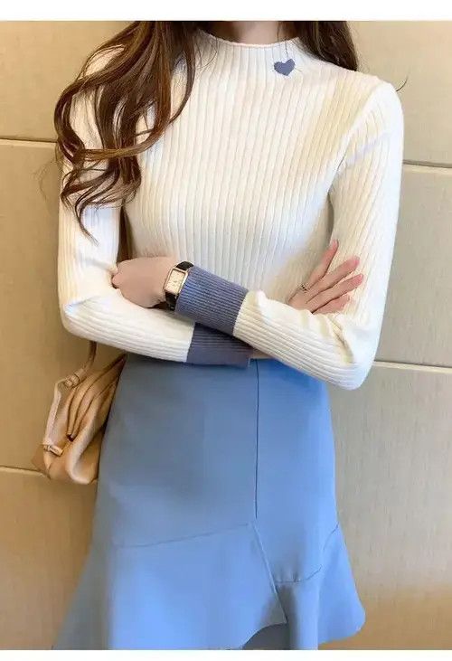 Japanese Brand × Vintage Women Embroidered Mock Neck Sweater Size ONE SIZE - 3 Thumbnail