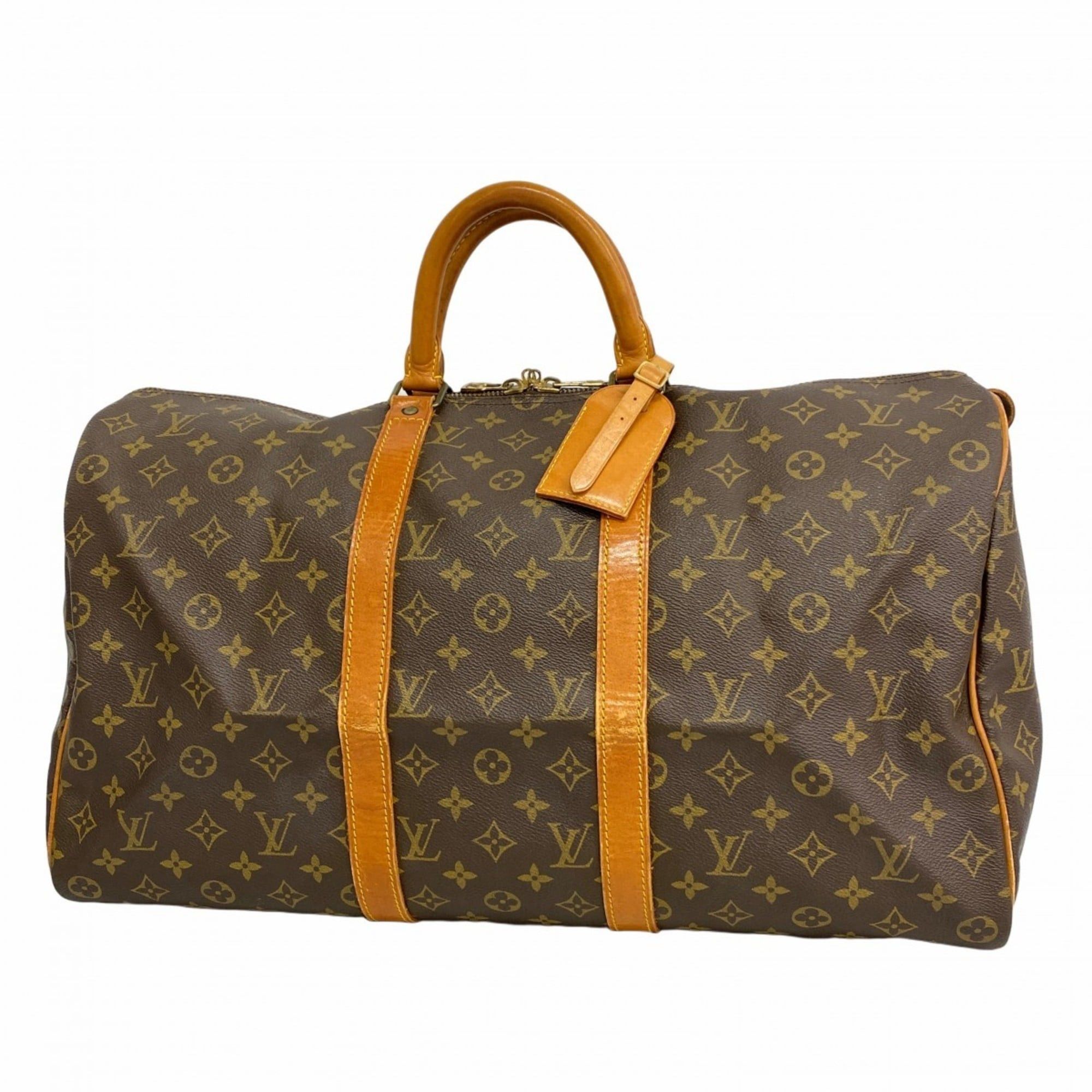 Louis Vuitton Monogram Keepall 50 Boston Bag M41426 Brown Men's and Women's