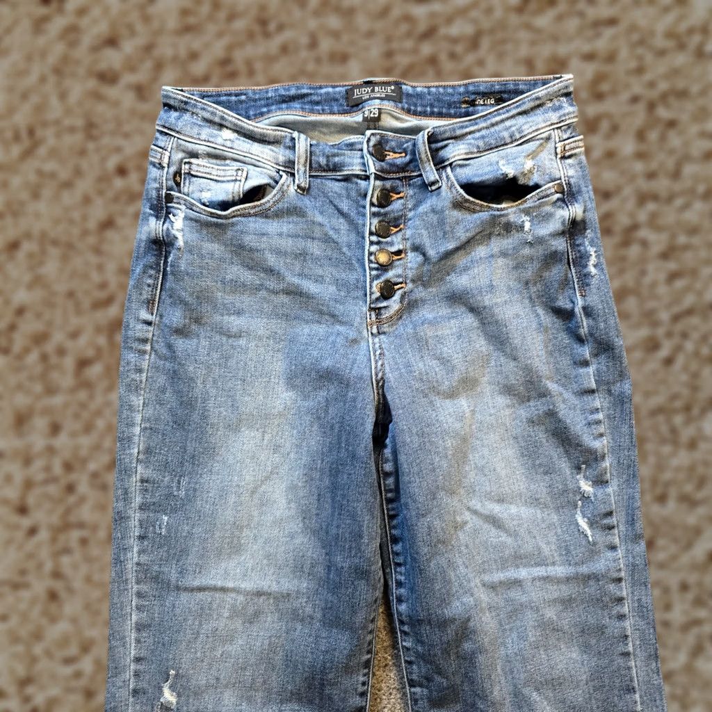 Vintage Judy Blue Jeans Women 29 Blue Wide Leg Jeans High Rise Stretch Casual Size 29" - 1 Thumbnail