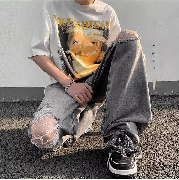 Japanese Brand Retro casual washed distressed jeans Size US 30 / EU 46 - 4 Thumbnail