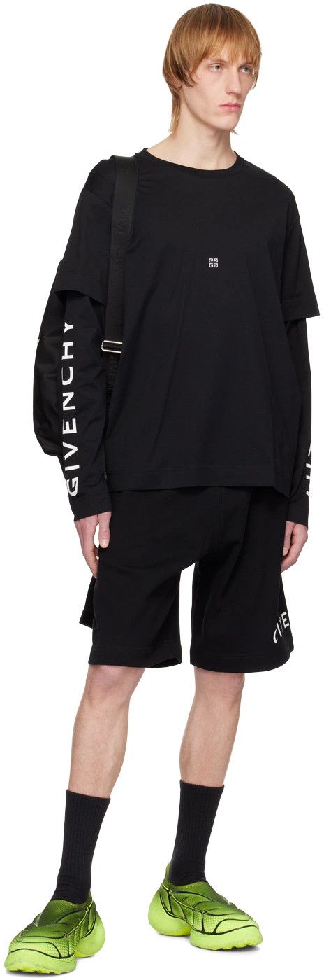 Givenchy Black Double Layered Sleeve Logo T-Shirt Size US L / EU 52-54 / 3 - 4 Thumbnail