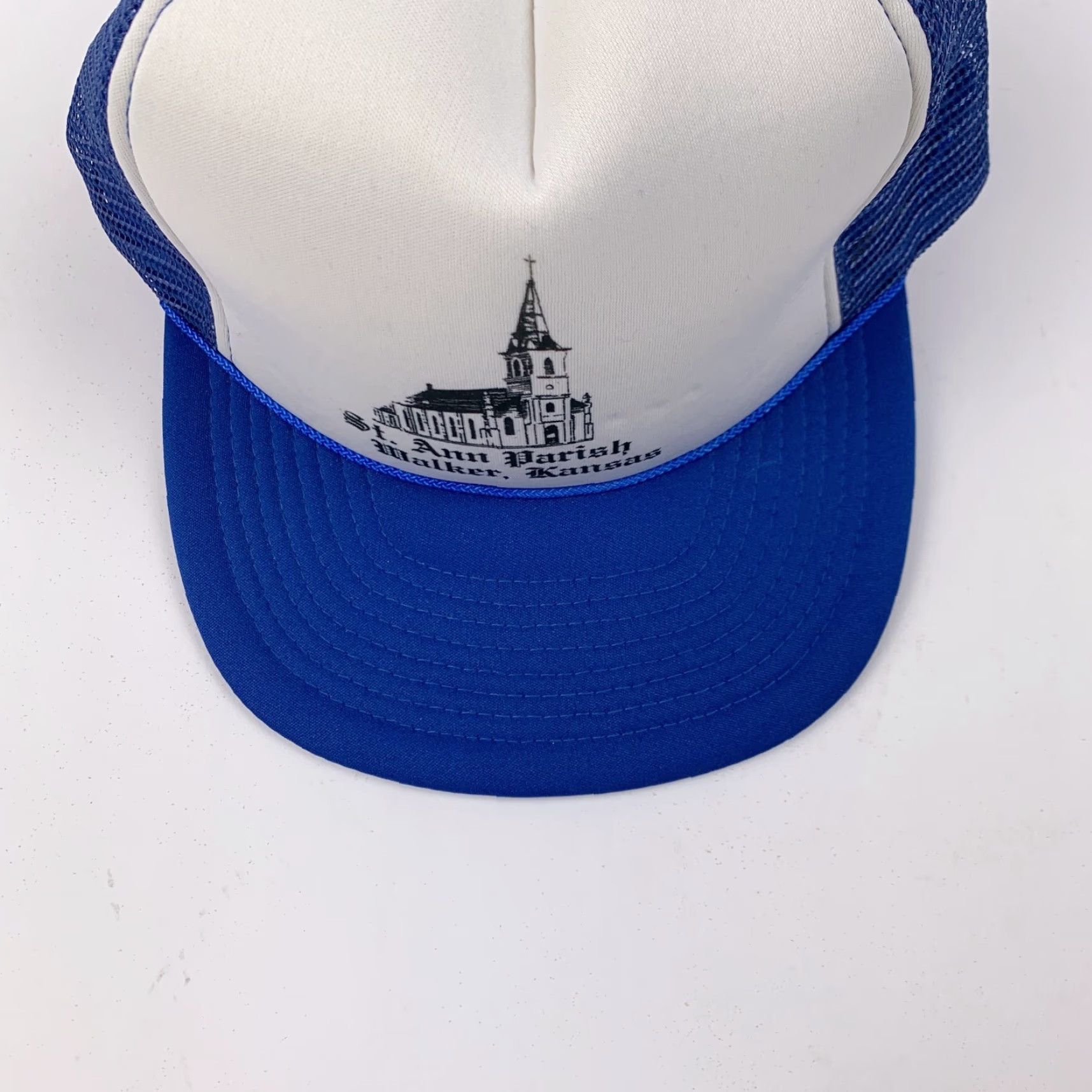 Vintage VINTAGE San Sun St Ann Parish Walker Kansas Blue White Snapback Trucker Hat Cap One Size Adults Mens Womens Girls Boys? Size ONE SIZE - 2 Thumbnail