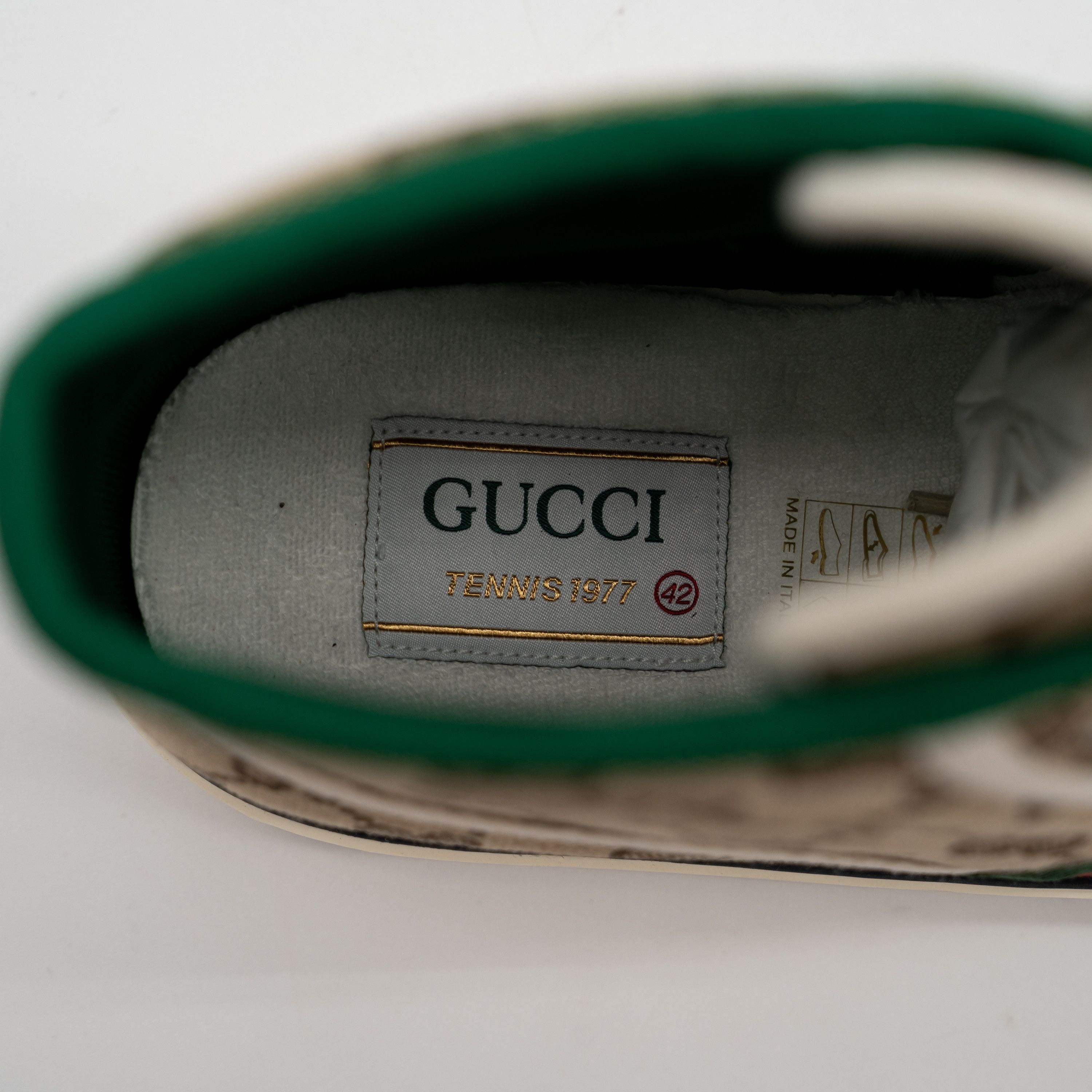 Gucci 42G Gucci GG Canvas Tennis 1977 Beige High Top Sneakers Size US 12 / IT 42 - 10 Thumbnail