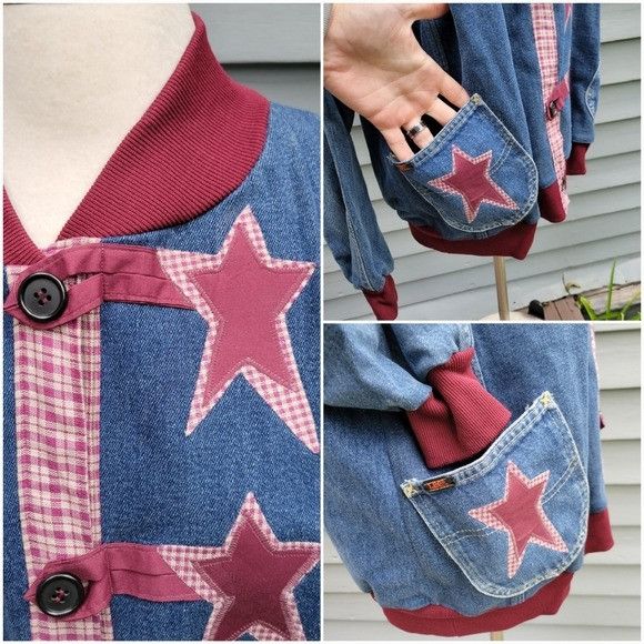 Lee Vintage 90s y2k Upcycled Rustic Primative Americana Star Den Size XXL / US 16-18 / IT 52-54 - 5 Thumbnail