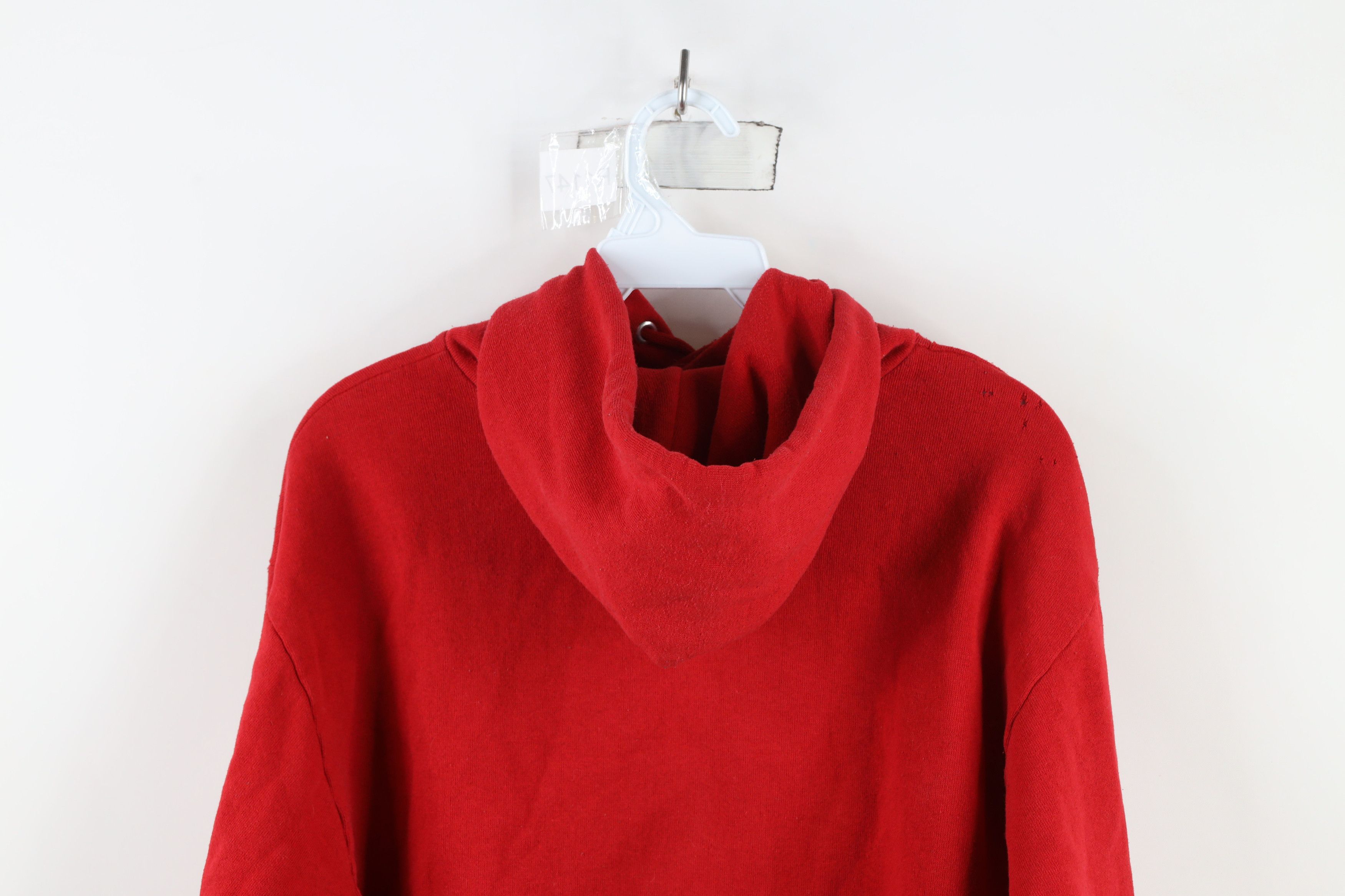 Vintage Vintage 90s Streetwear Blank Hoodie Sweatshirt Red USA Size US L / EU 52-54 / 3 - 12 Thumbnail