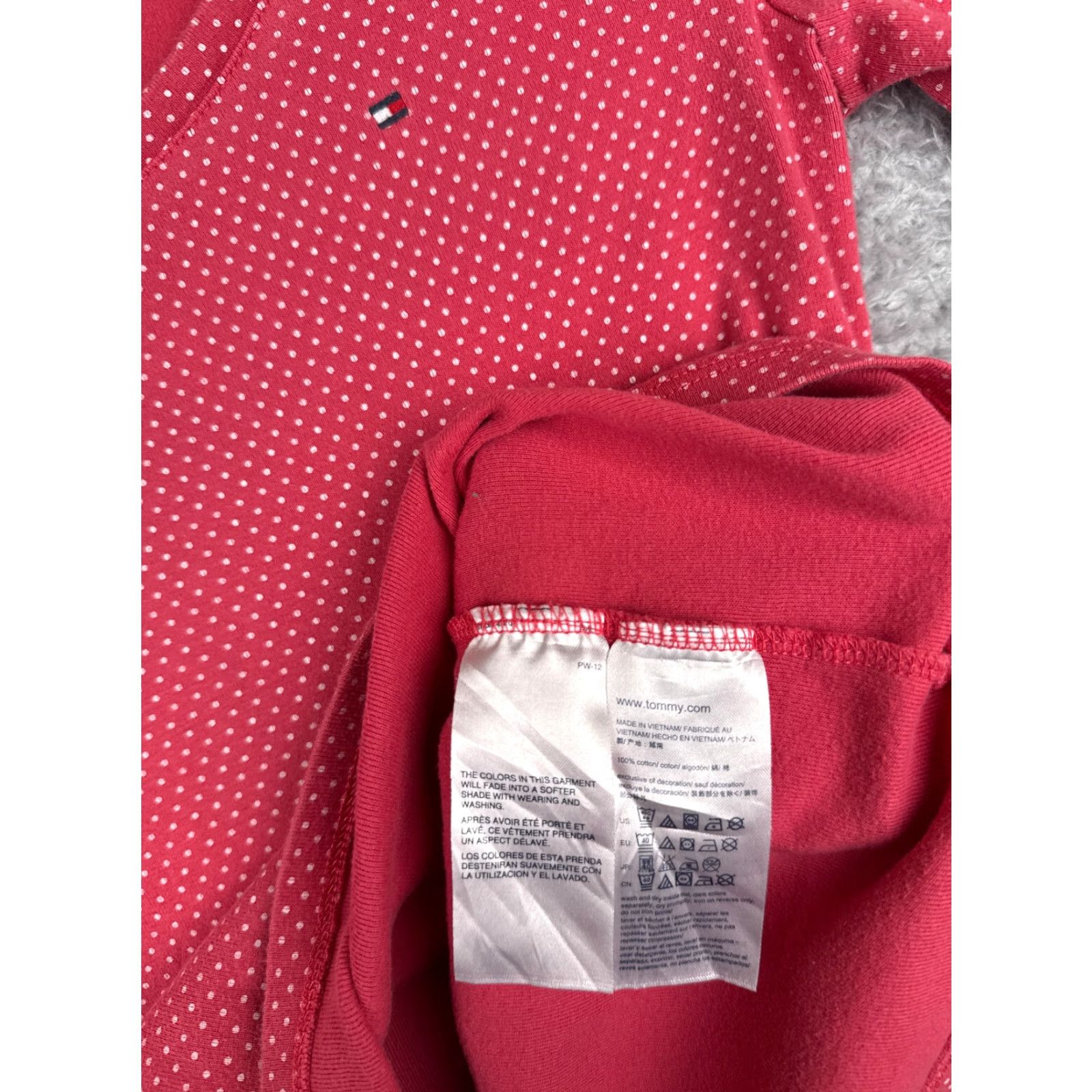 Tommy Hilfiger VINTAGE Tommy Hilfiger Shirt Womens Medium Pink Polka Dot Knit 100% Cotton Scoop Neck Short Sleeve Logo Casual 90s Size M / US 6-8 / IT 42-44 - 7 Thumbnail