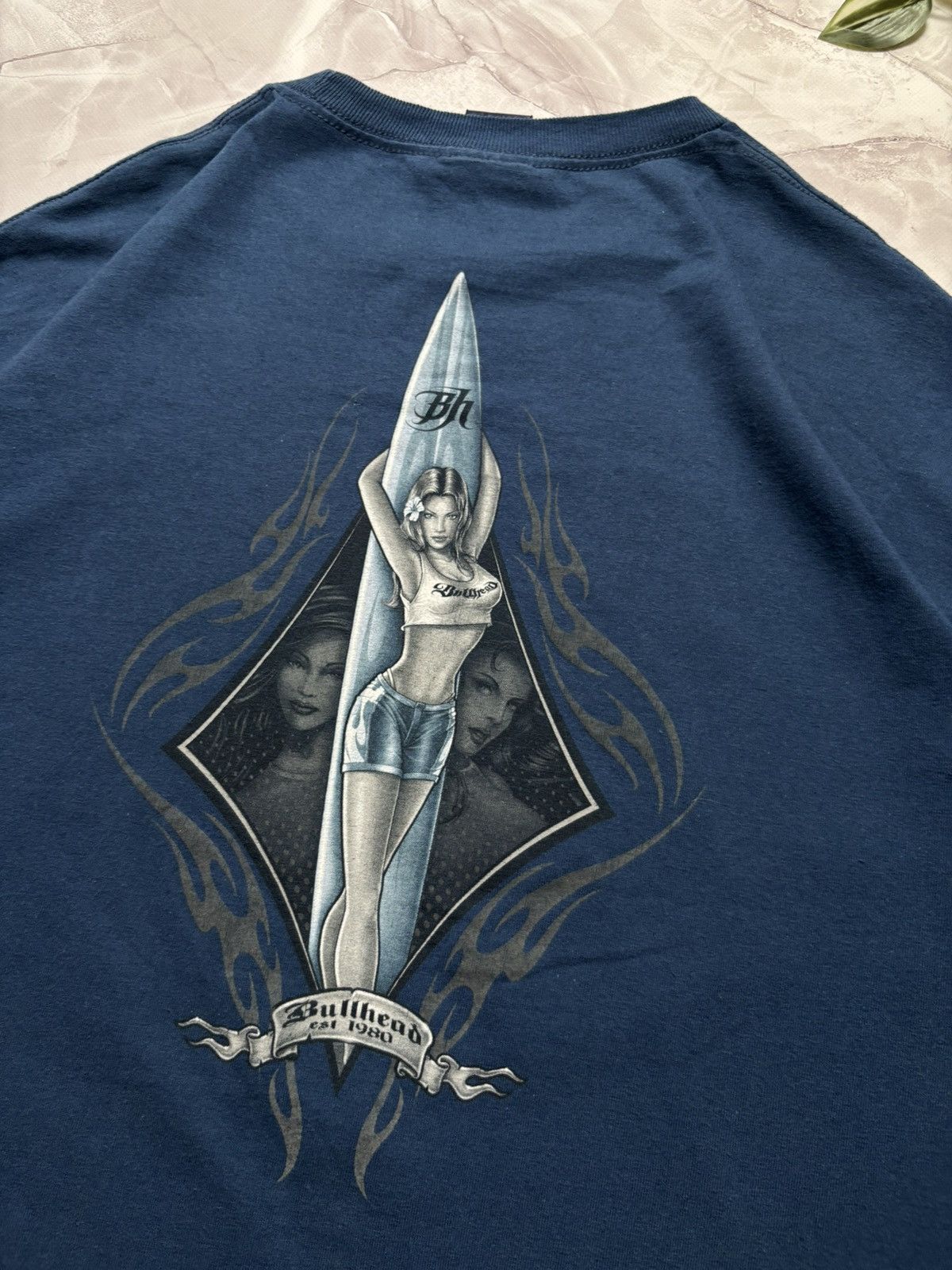 Bullhead Denim Co. × Vintage Vintage Bullhead T Shirt Hot Girl Surf 90s Y2K Mens XL Size US XL / EU 56 / 4 - 6 Thumbnail