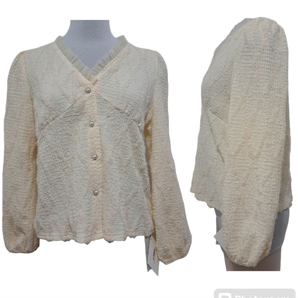 Other J. ING Korean Style Lace Trim V Neck Button Front Blouse Sma Size M / US 6-8 / IT 42-44 - 3 Thumbnail