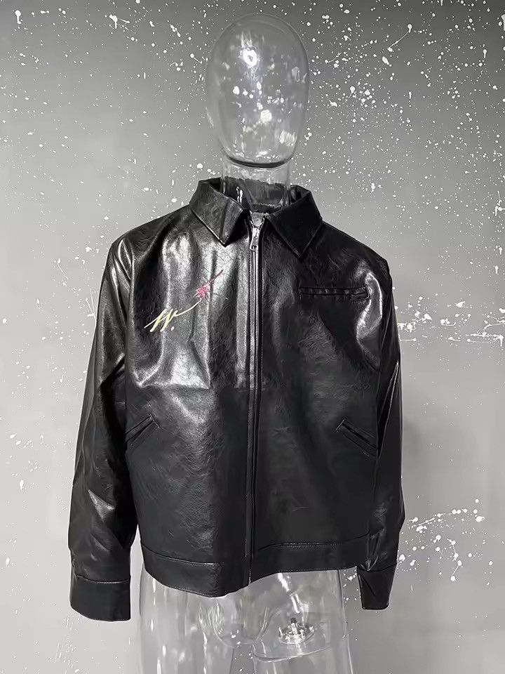 Japanese Brand PU Leather Jacket Turn-down Collar Long Sleeve Size US L / EU 52-54 / 3 - 2 Thumbnail