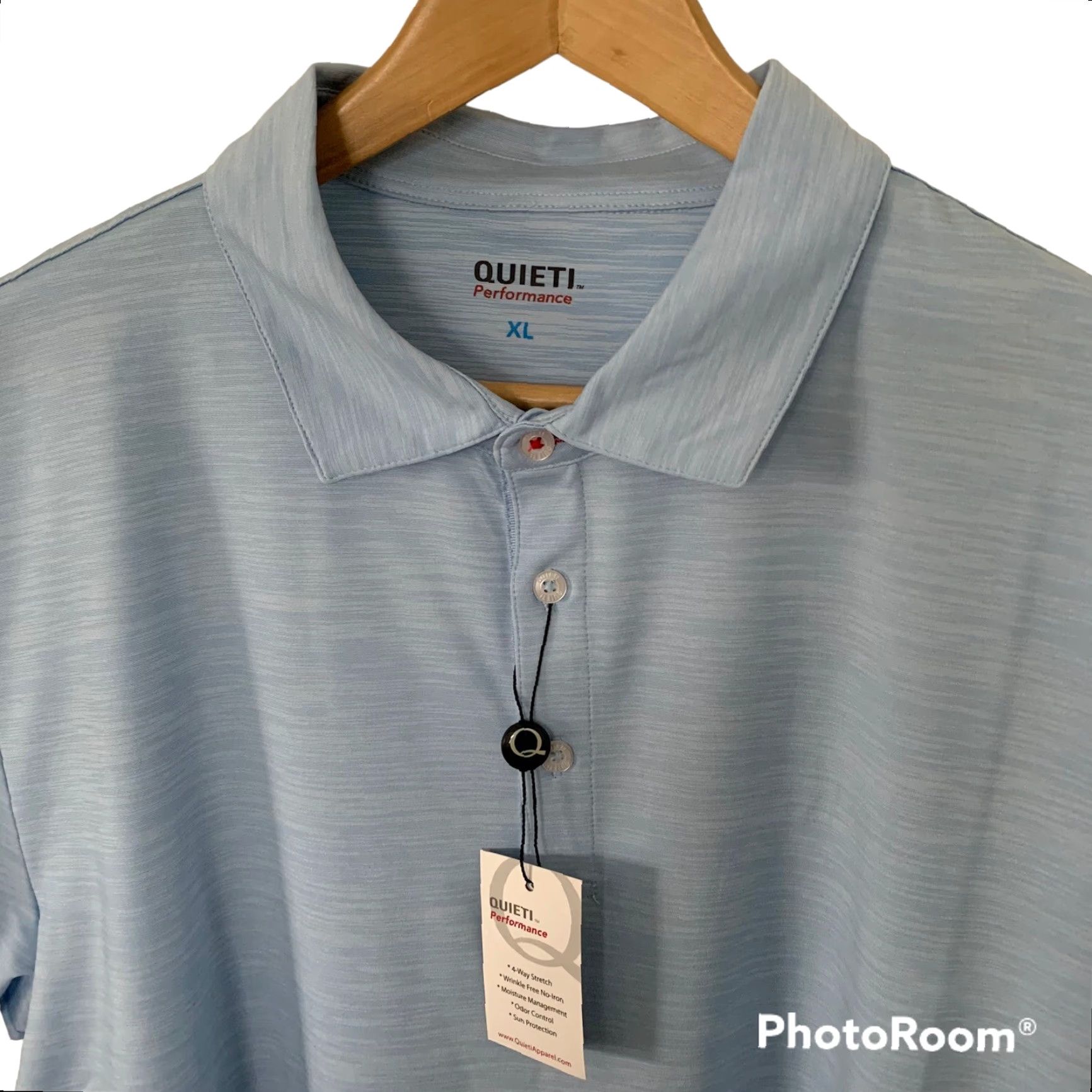 Vintage Quieti Mens XL Polo Shirt Blue Tonal Texture Performance Short-Sleeve Knit Shirt Size US XL / EU 56 / 4 - 3 Thumbnail