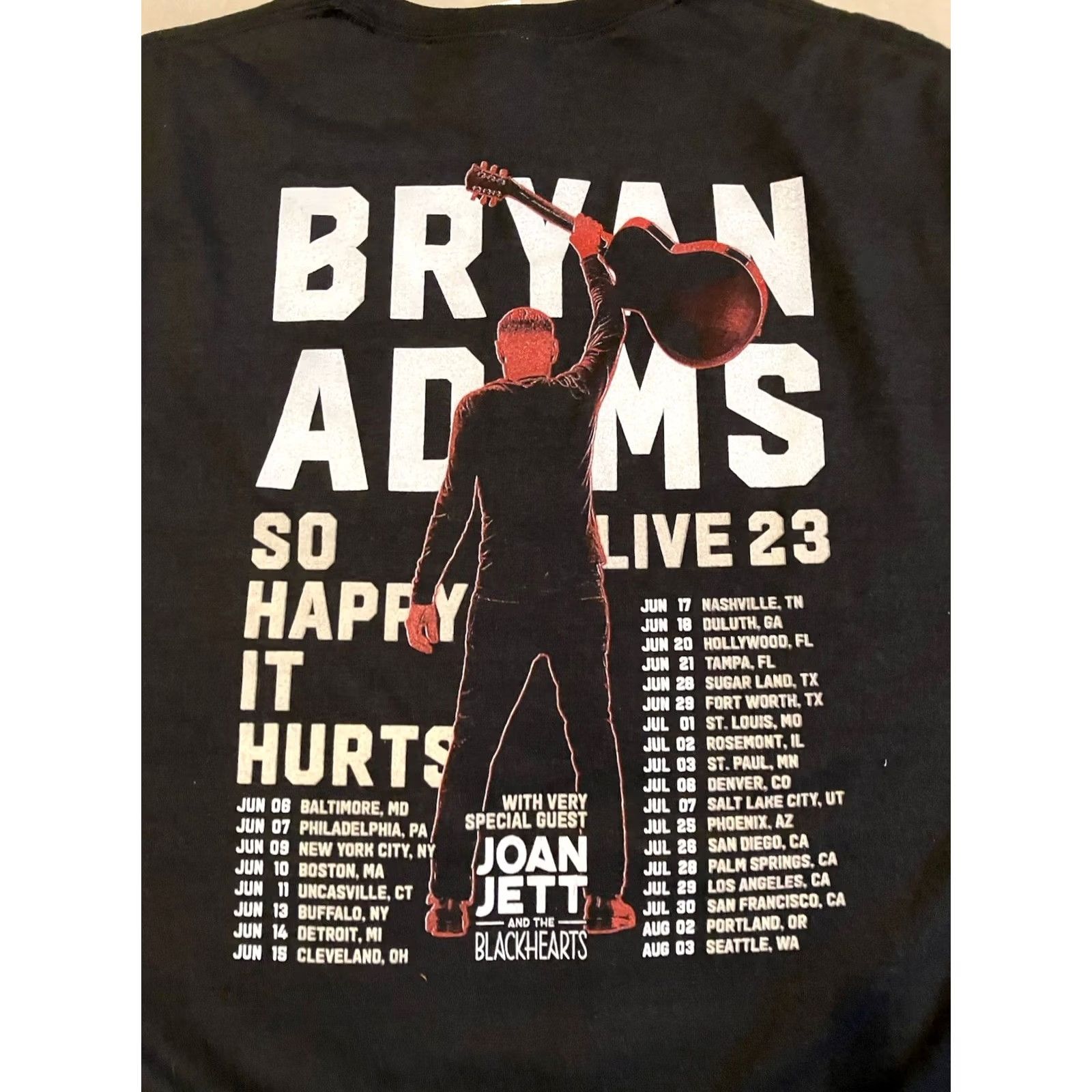 Jerzees BRYAN ADAMS So Happy It Hurts 2023 Tour Concert T Shirt Joan Jett XL Men Black Short Sleeve Crew Neck Shirt Size US XL / EU 56 / 4 - 5 Thumbnail