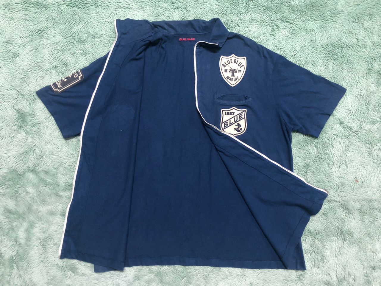 Blue Blue Japan × Japanese Brand Blue Blue Rare Design Patches Short Sleeve Zipper Size US M / EU 48-50 / 2 - 3 Thumbnail