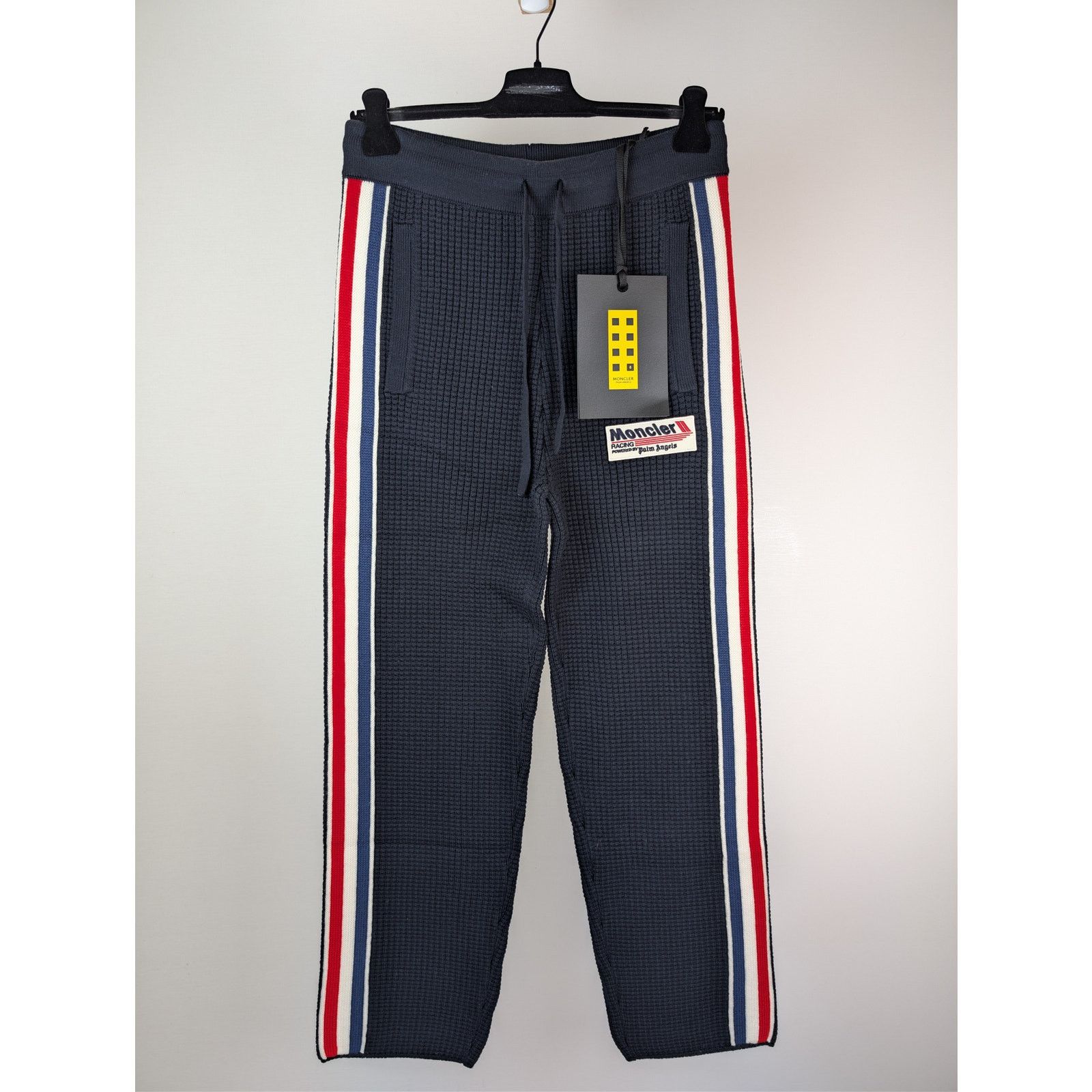 Moncler × Palm Angels o1rshd1 Knitwear Racing Track Pants in Navy Blue / White Size US 32 / EU 48 - 2 Thumbnail