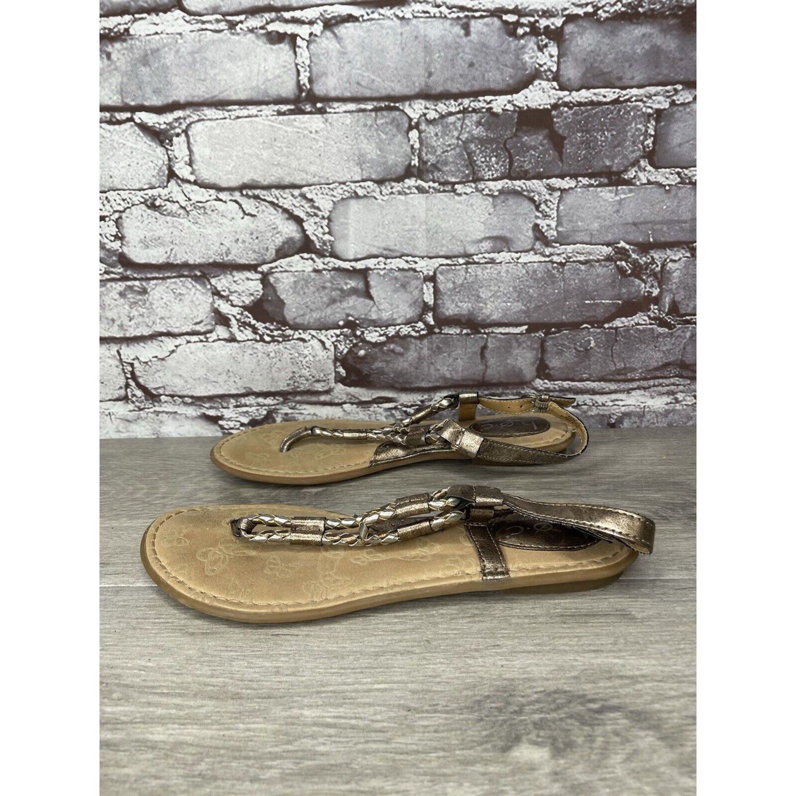 Born BOC Born Concept Bronze Metallic Leather Braided Thong Sanda Size US 8 / IT 38 - 19 Thumbnail