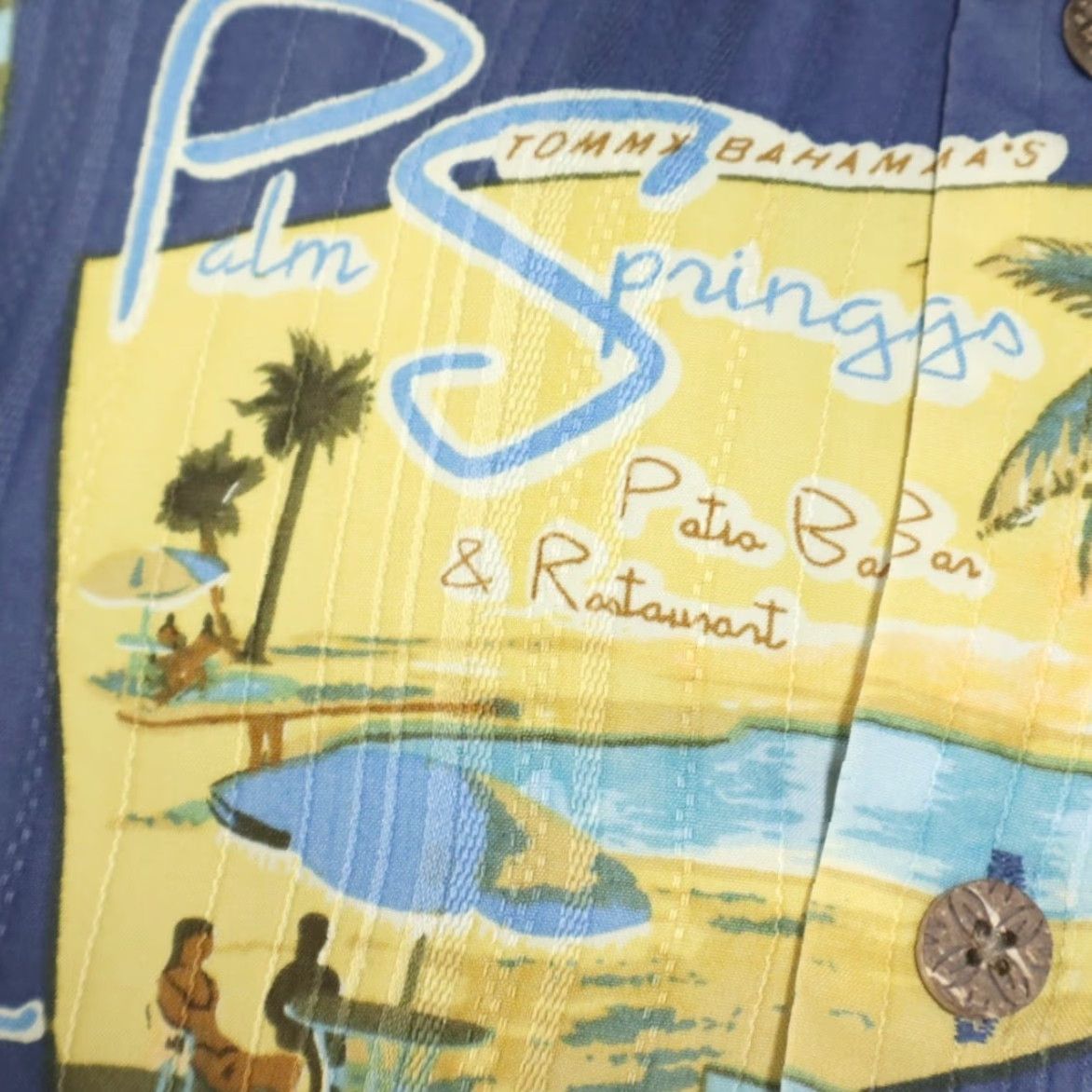 Tommy Bahama Tommy Bahama Palm Hot Springs Camp Silk All Over Print Button Up Shirt Blue Men's M Size US M / EU 48-50 / 2 - 6 Thumbnail