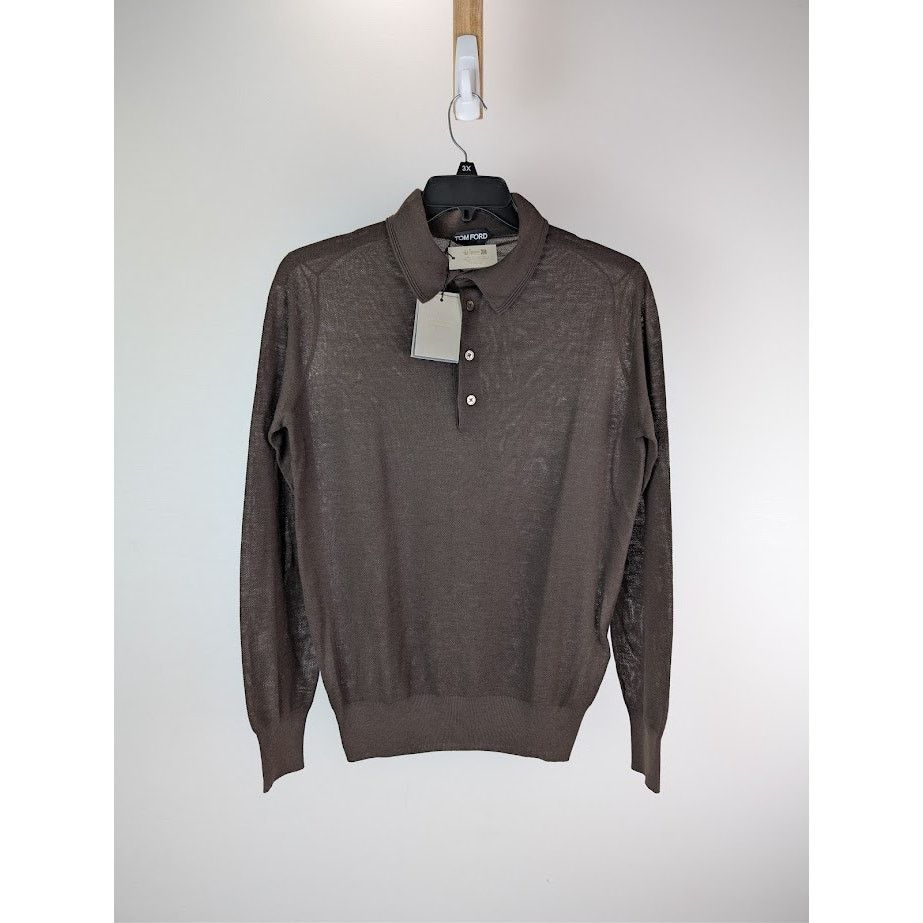 Tom Ford o1rshd1 Knitwear Polo Shirt in Ebony Size US M / EU 48-50 / 2 - 2 Thumbnail