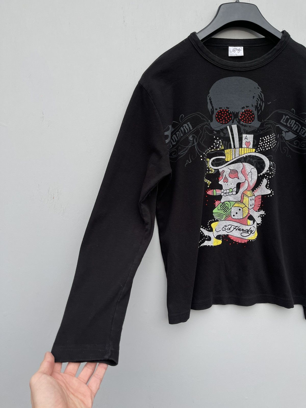Affliction Ed Hardy Big Print Rhinestones Y2k Street Style Long Sleeve Size US M / EU 48-50 / 2 - 6 Thumbnail