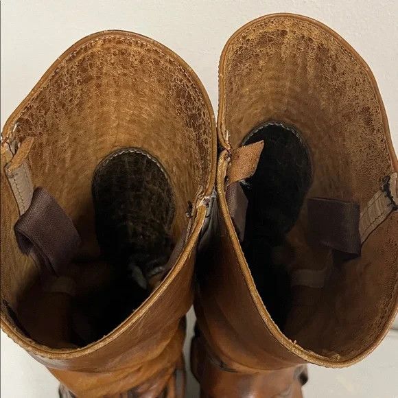 Frye FRYE VINTAGE 70s BROWN LEATHER HARNESS MOTO BOOT MENS 10.5 D Size US 10.5 / EU 43-44 - 7 Thumbnail
