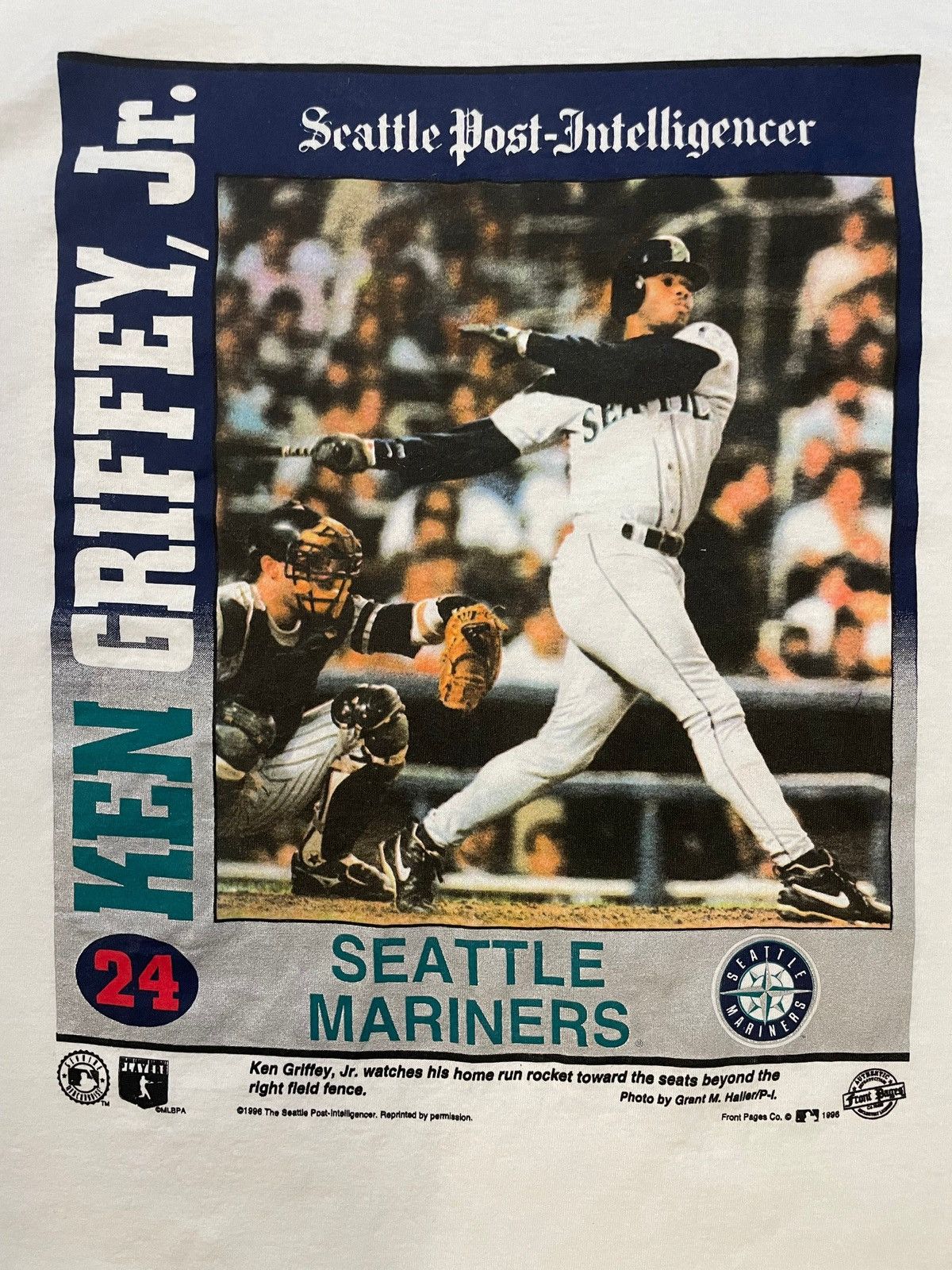 MLB Vintage 1990s Ken Griffey Newspaper tee Size US L / EU 52-54 / 3 - 3 Thumbnail