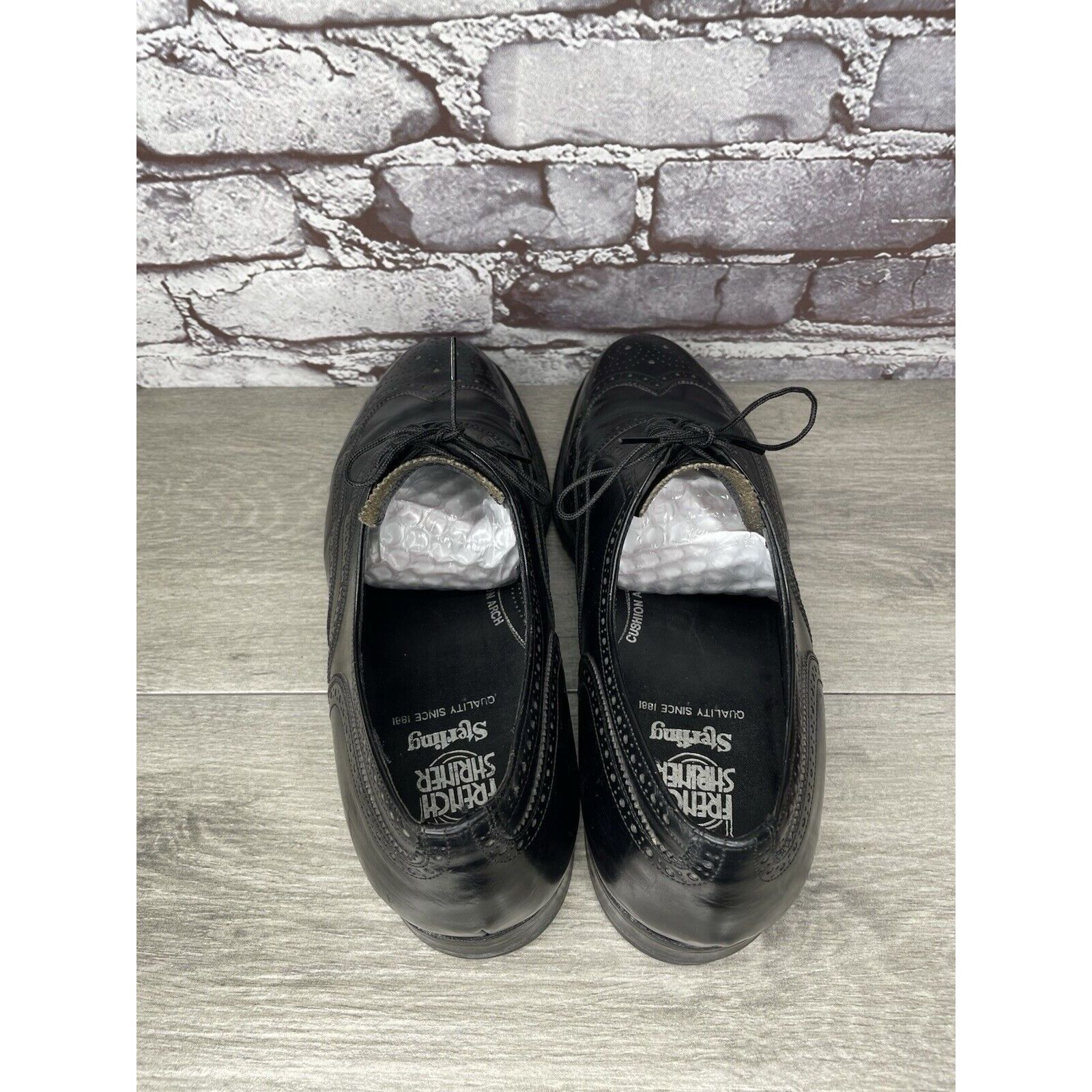 Other French Shriner Sterling Black Leather Wingtip Oxfords Shoes Size US 10.5 / EU 43-44 - 5 Thumbnail