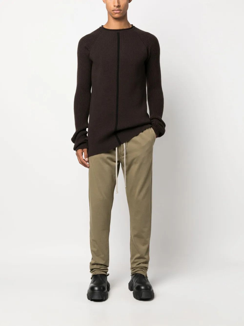 Rick Owens o1y0325 Cashmere Blend Crewneck Sweater in Dark Brown Size US XL / EU 56 / 4 - 5 Thumbnail