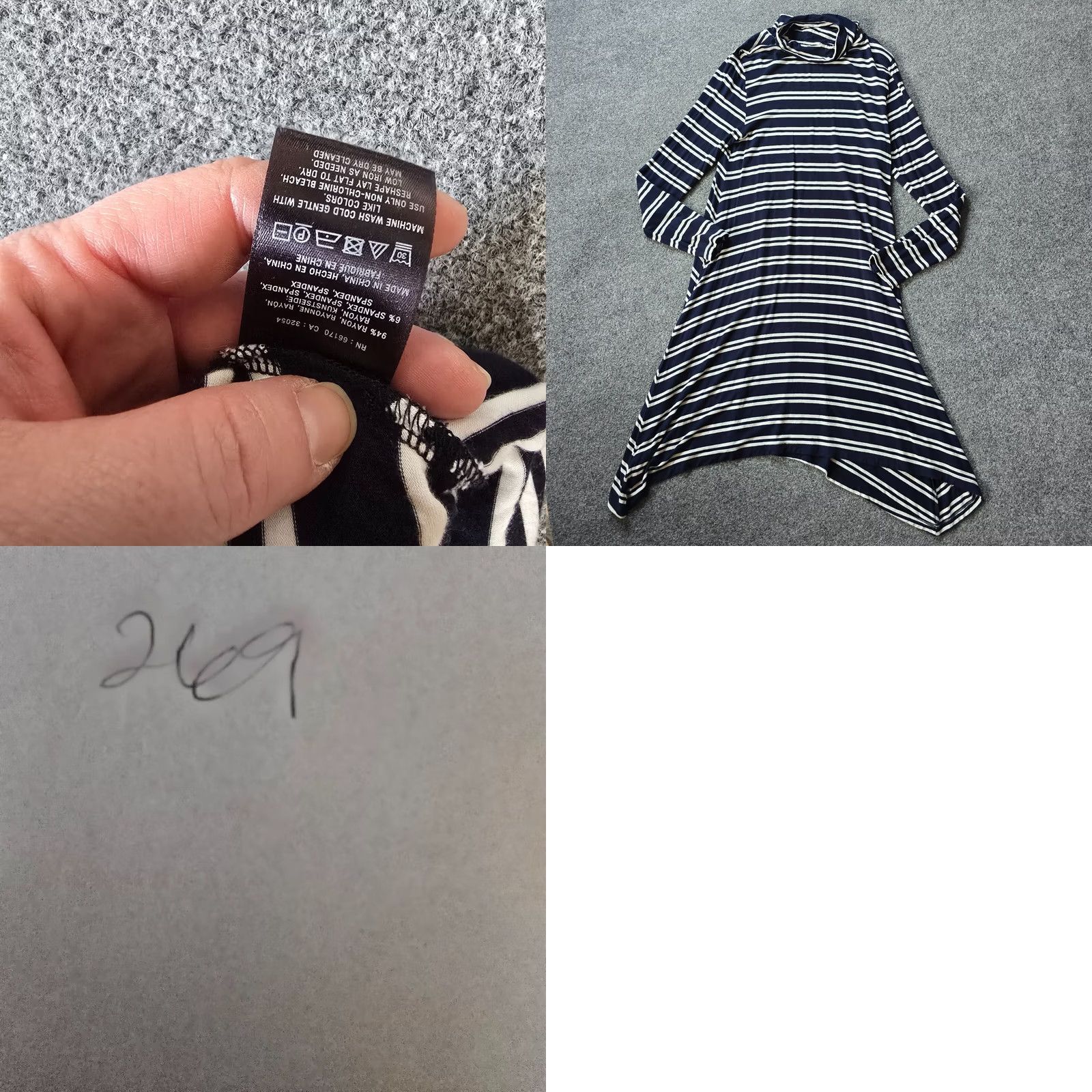 Anthropologie Maeve Anthropologie Dress Womens Size L Blue White Striped Turtleneck Casual Knit Knee Length Long Sleeve Pullover Machine Washable Regular Women Size L / US 10 / IT 46 - 8 Thumbnail