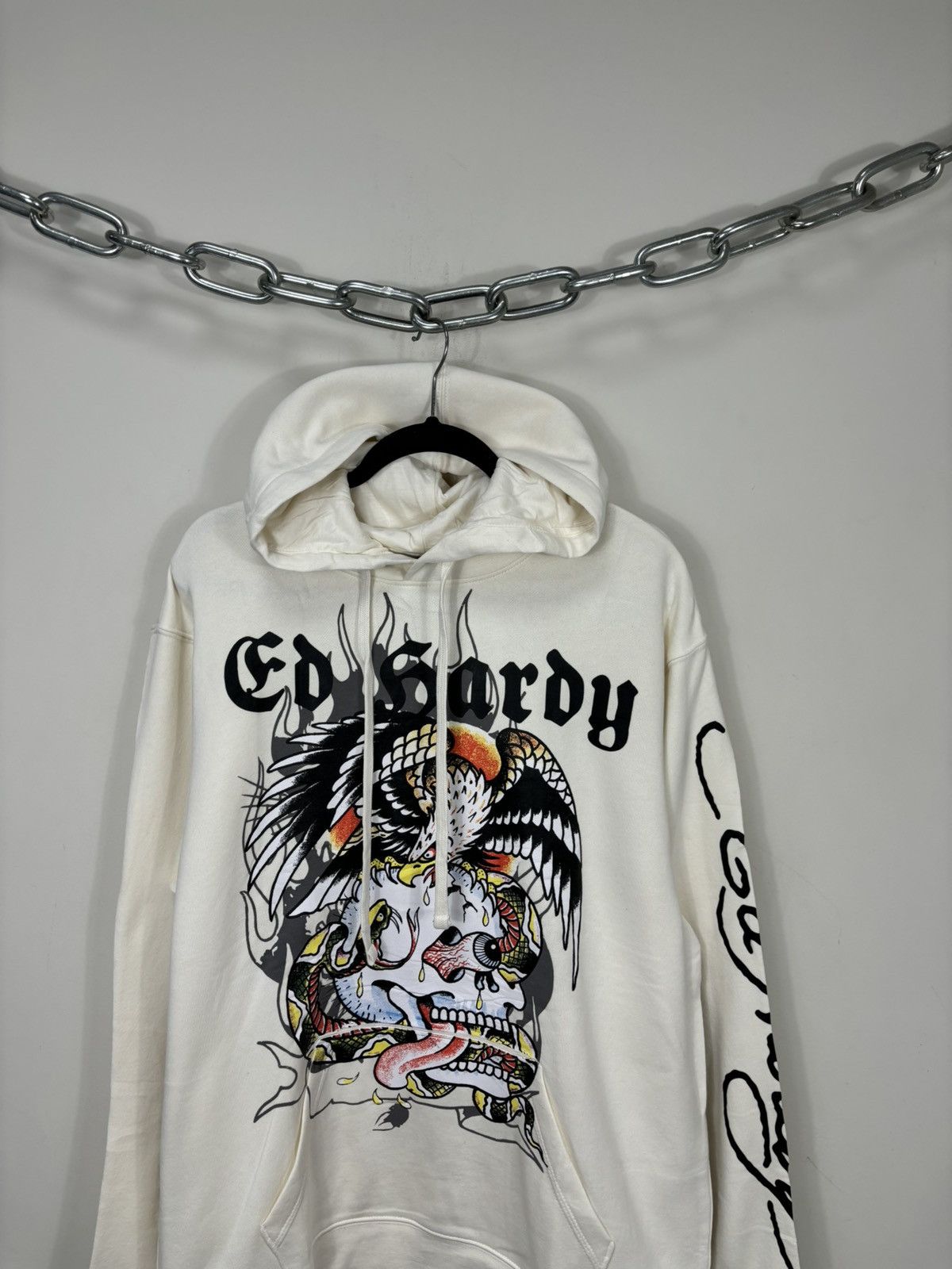 Christian Audigier Ed Hardy NEW Eagle Dead Skull Logo Y2K Hype Hoodie Size US L / EU 52-54 / 3 - 3 Thumbnail