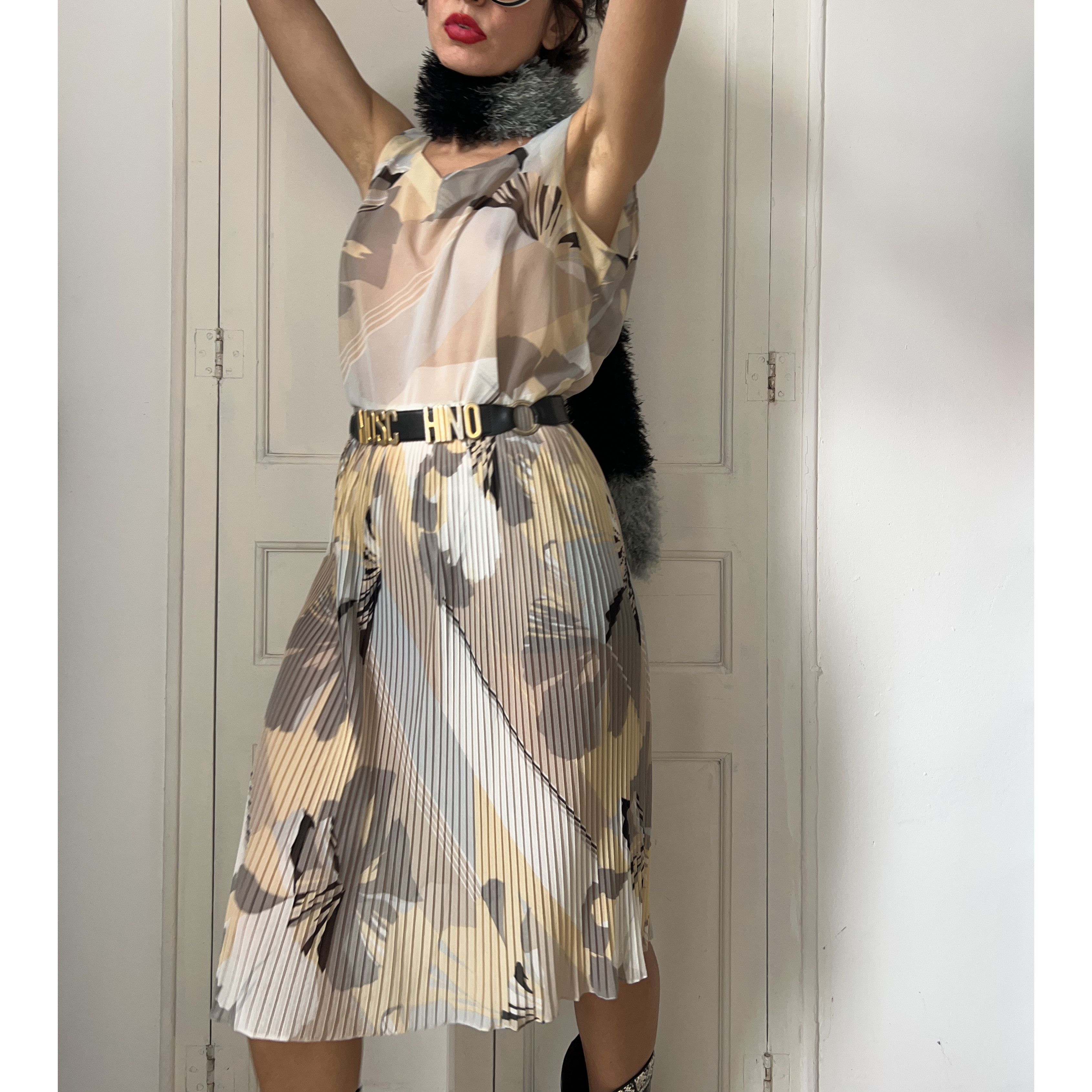 Vintage Vintage 70s Pleated Midi Dress Size M / US 6-8 / IT 42-44 - 7 Thumbnail
