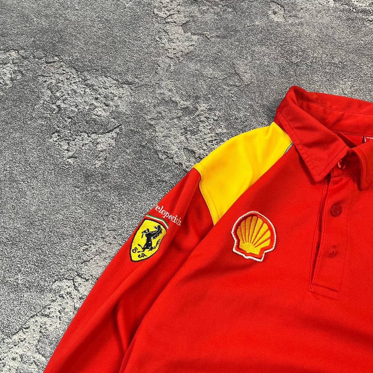 Ferrari × Vintage Vintage Shell Ferrari Red Long SLeeve Polo Shird,Size XL Size XL / US 12-14 / IT 48-50 - 12 Thumbnail