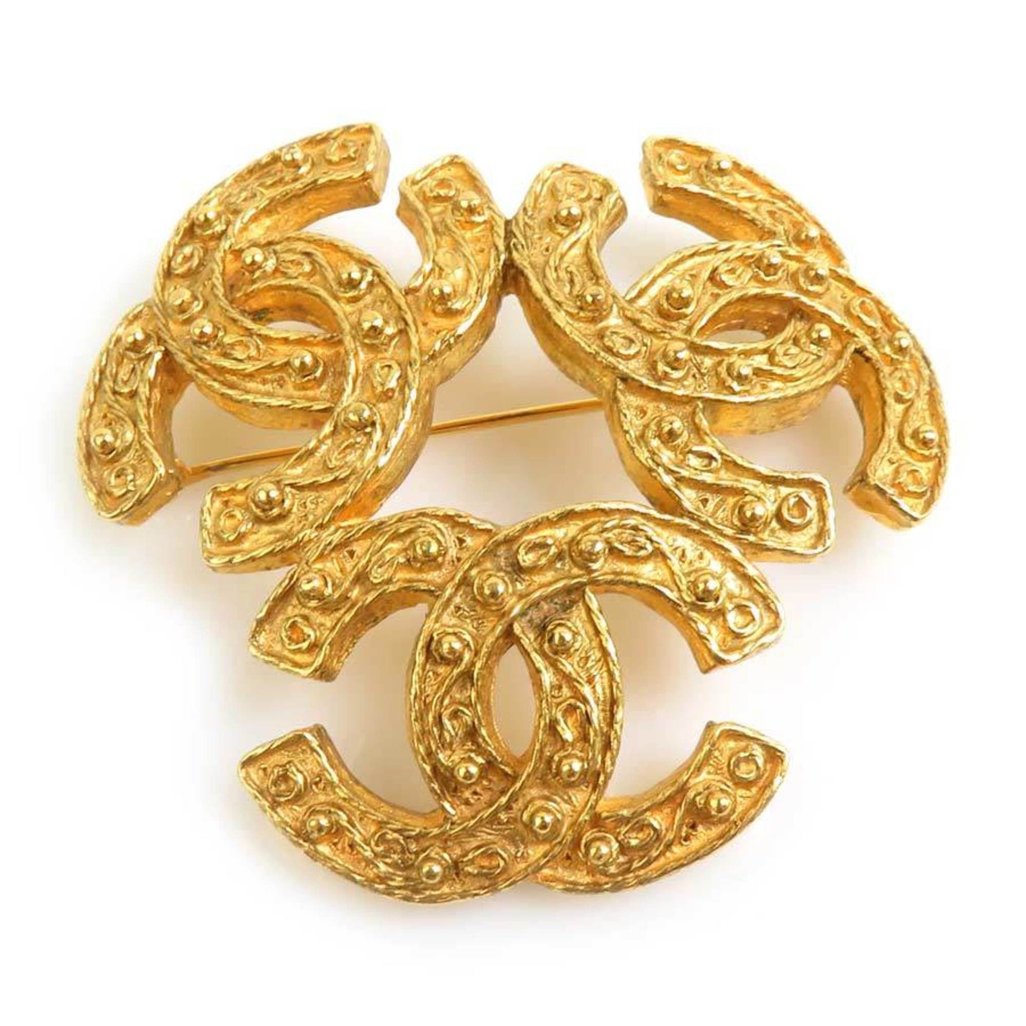 Chanel CHANEL Coco Mark Metal Gold Brooch for Women e60664a Size ONE SIZE - 1 Thumbnail