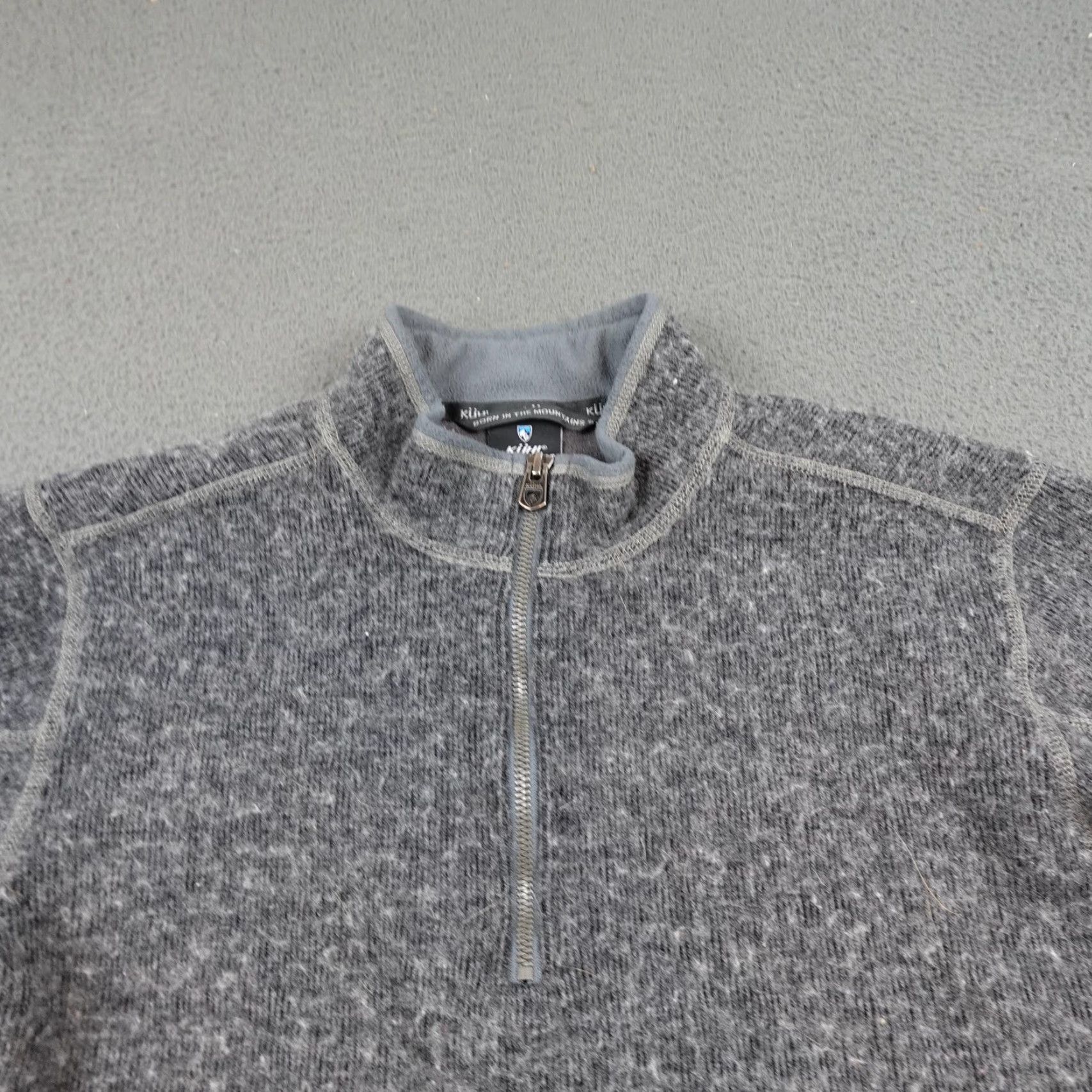Vintage KÜHL Sweater Mens Medium Thermo Kore Half Zip Pullover Temperature Regulating Mock Neck Knit 1/4 Zip Gray Solid Hiking Size US M / EU 48-50 / 2 - 4 Thumbnail