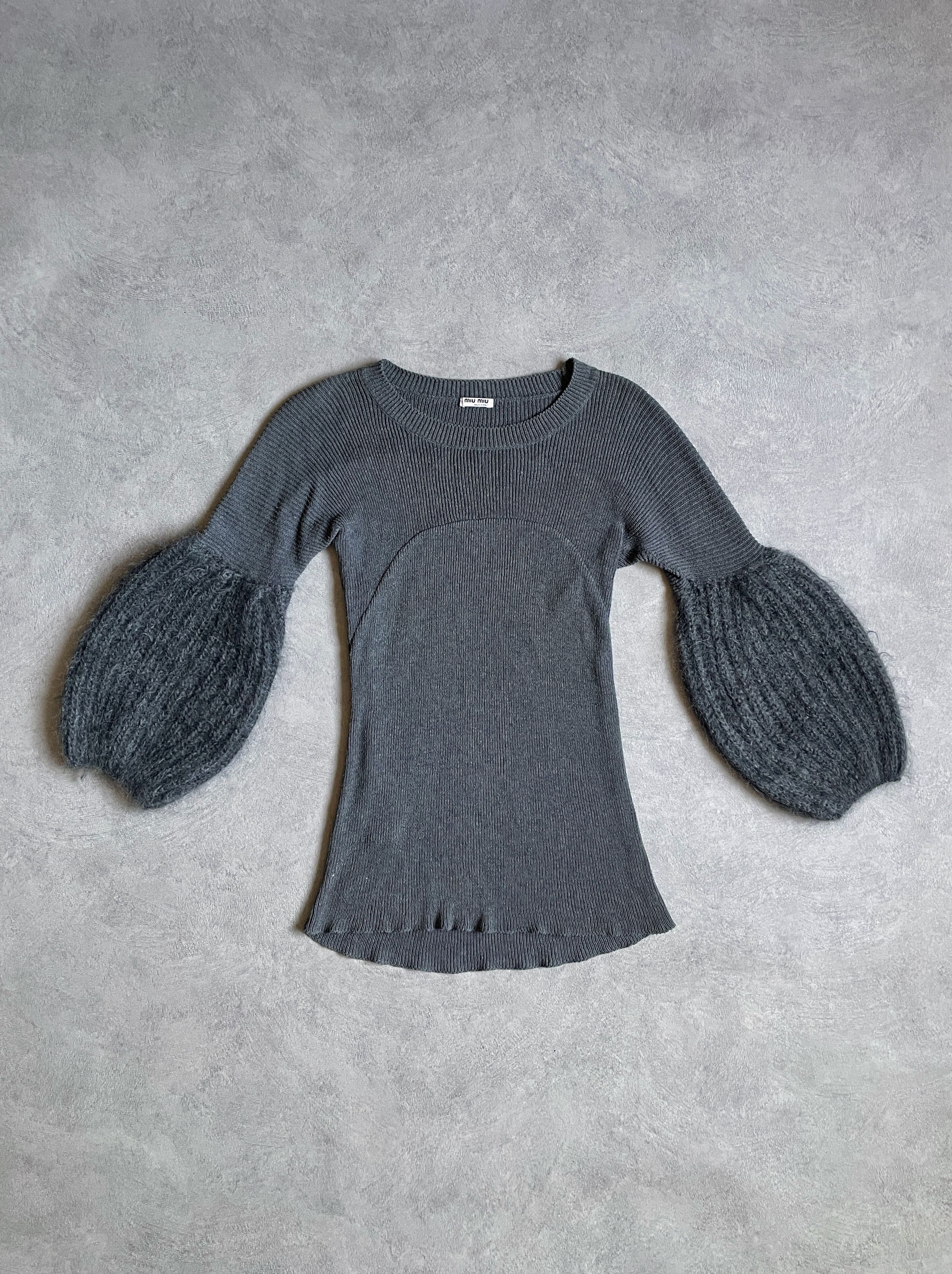 Miu Miu Miu Miu FW 2006 balloon sleeve mohair knit micro dress Size S / US 4 / IT 40 - 3 Thumbnail