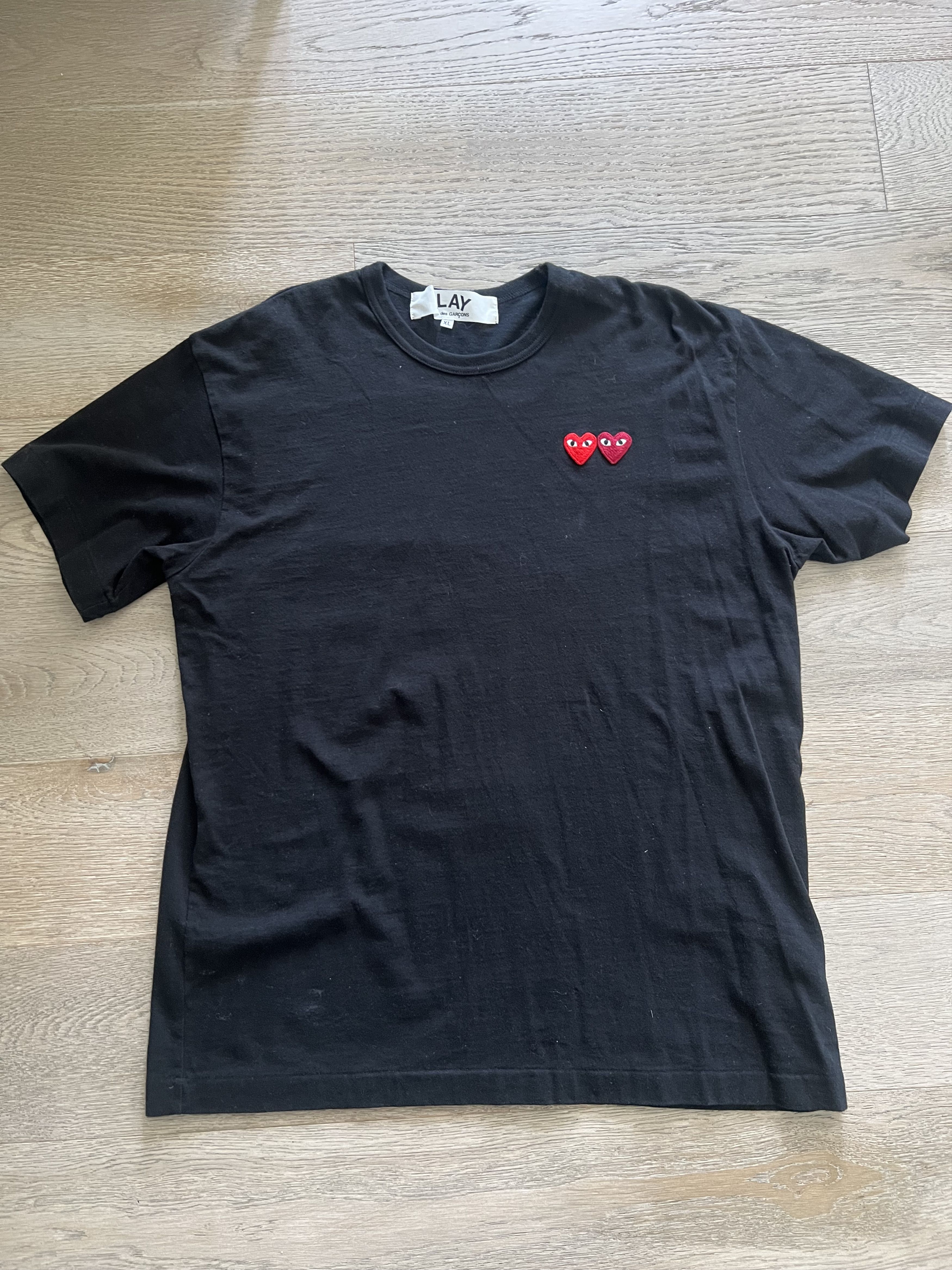 Comme des Garcons Double Heart Patch T Shirt Size US XL / EU 56 / 4 - 7 Thumbnail