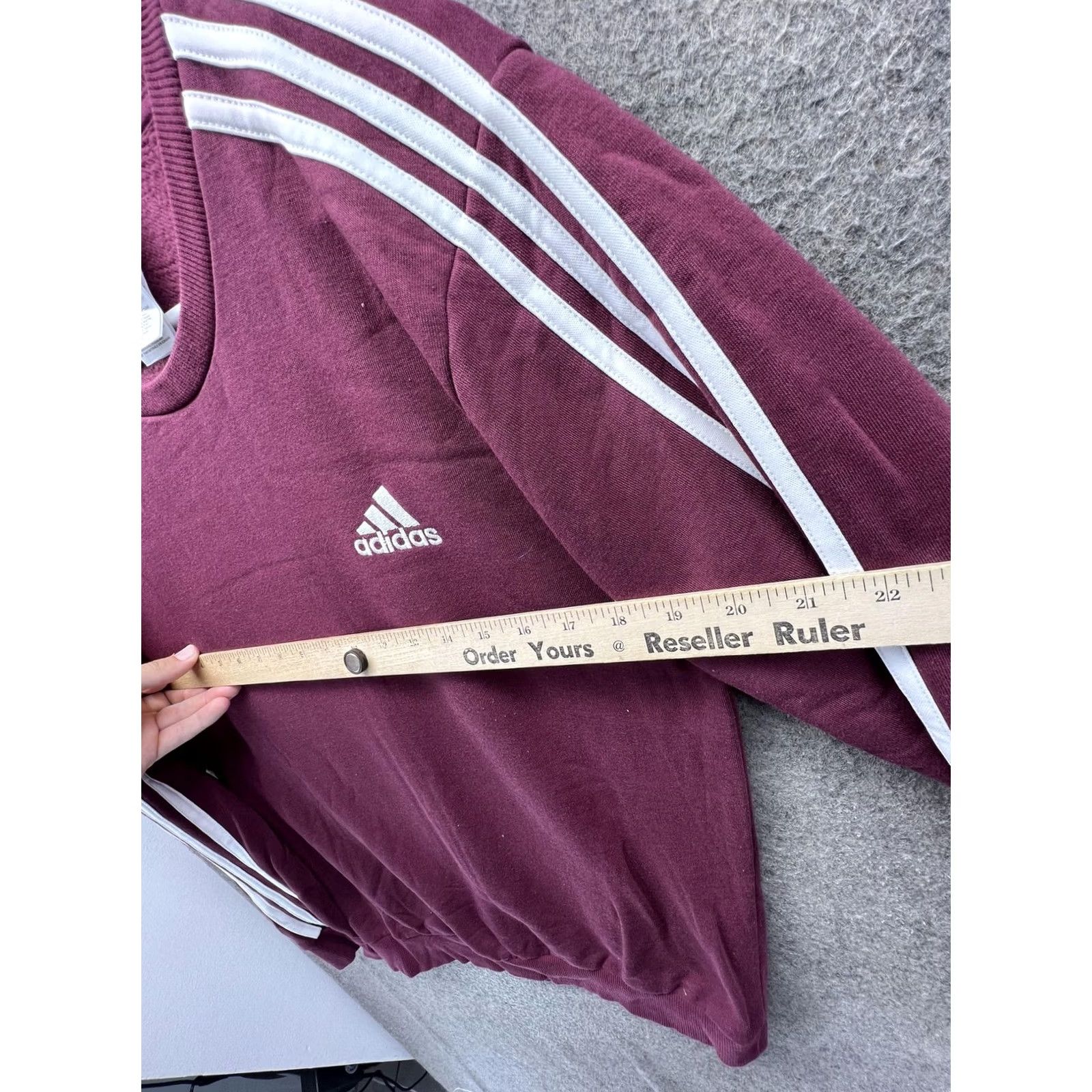 Adidas Adidas Sweatshirt Womens Small Purple Fleece 3 Stripe Crewneck Pullover Top Size S / US 4 / IT 40 - 2 Thumbnail