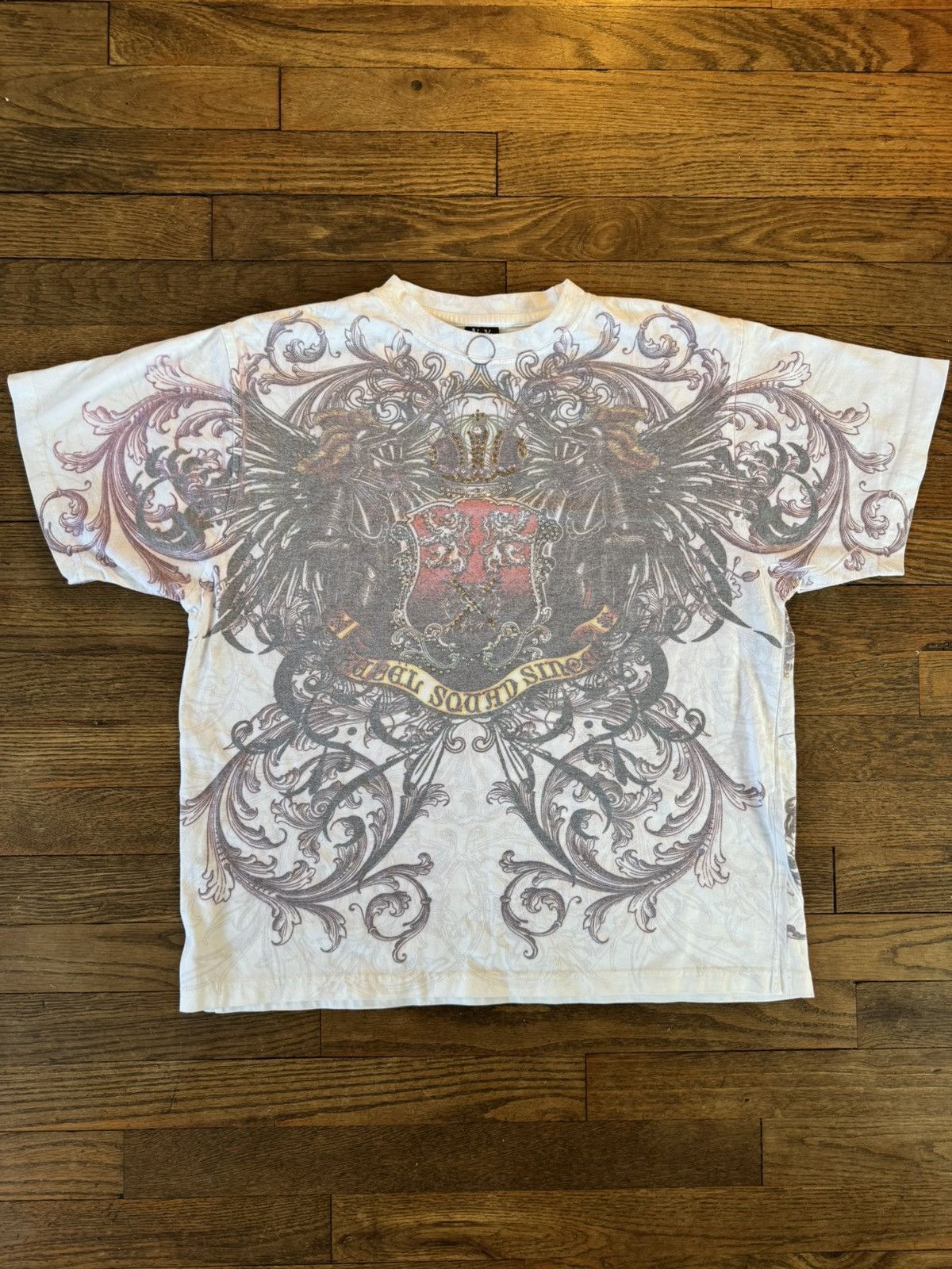 Vintage Vintage Y2K Ed Hardy Style T Shirt Rhinestone Studded Size US XL / EU 56 / 4 - 1 Thumbnail