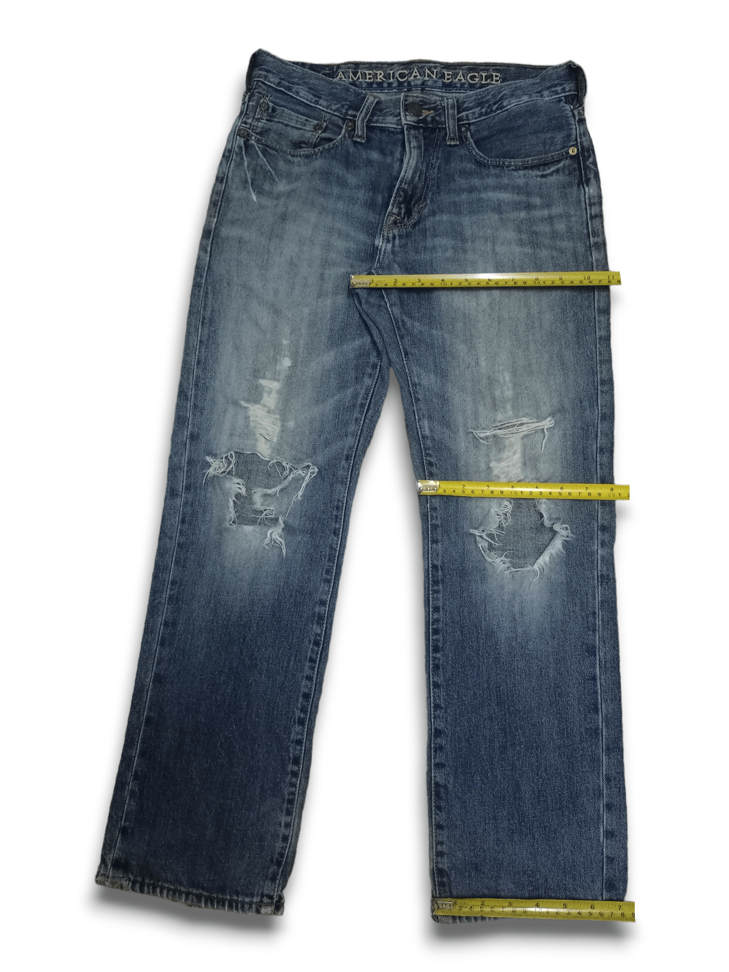 Japanese Brand Vintage Japanese Brand Blue Wash Distressed Jeans 29x26 Size US 29 - 12 Thumbnail