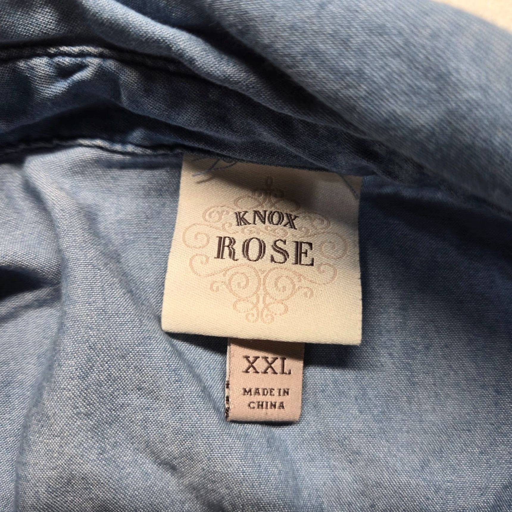 Vintage VINTAGE Knox Rose Bohemian Blouse Shirt Women’s 2XL Long Sleeve Chambray Floral Embroidered Ruffle Casual Size XXL / US 16-18 / IT 52-54 - 3 Thumbnail