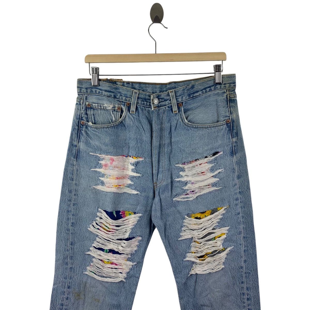 Levi's × Vintage Vintage LEVI’S lot501 distressed custom patchwork blue jeans Size US 32 / EU 48 - 2 Thumbnail