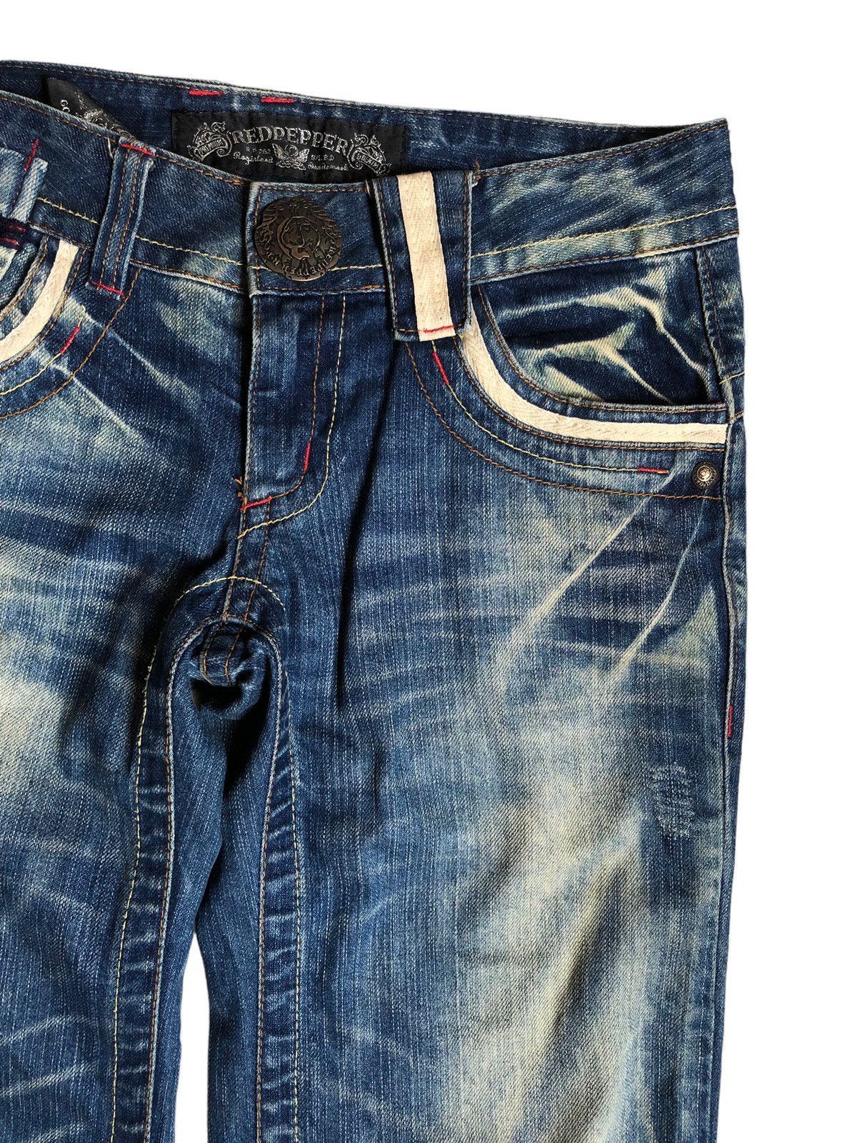 Japanese Brand Red Pepper wide leg flared blue wash denim pants Size US 32 / EU 48 - 3 Thumbnail