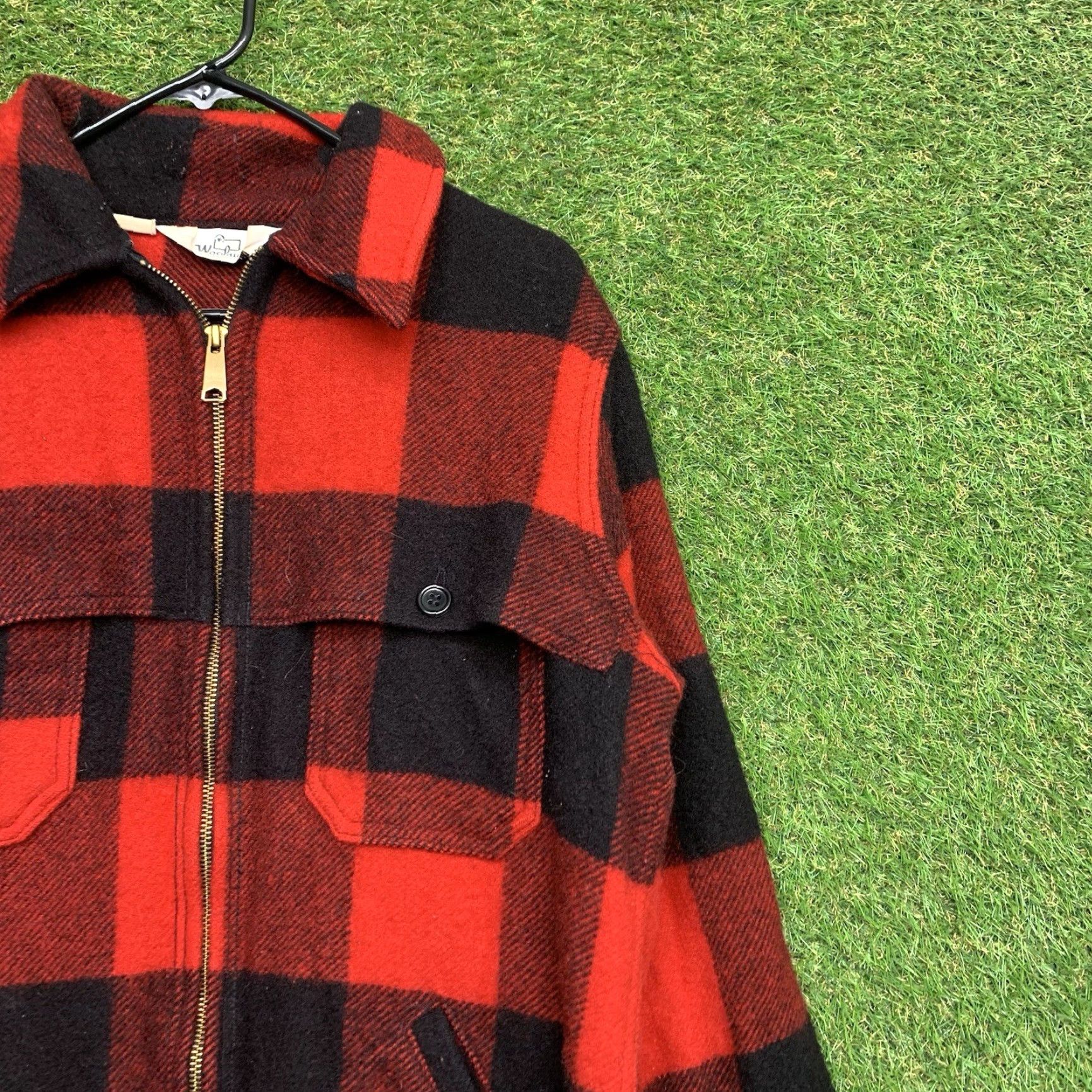 VINTAGE Woolrich Mackinaw Jacket Mens M Buffalo Plaid Wool Cruiser Zip Up Slim Fit Jacket