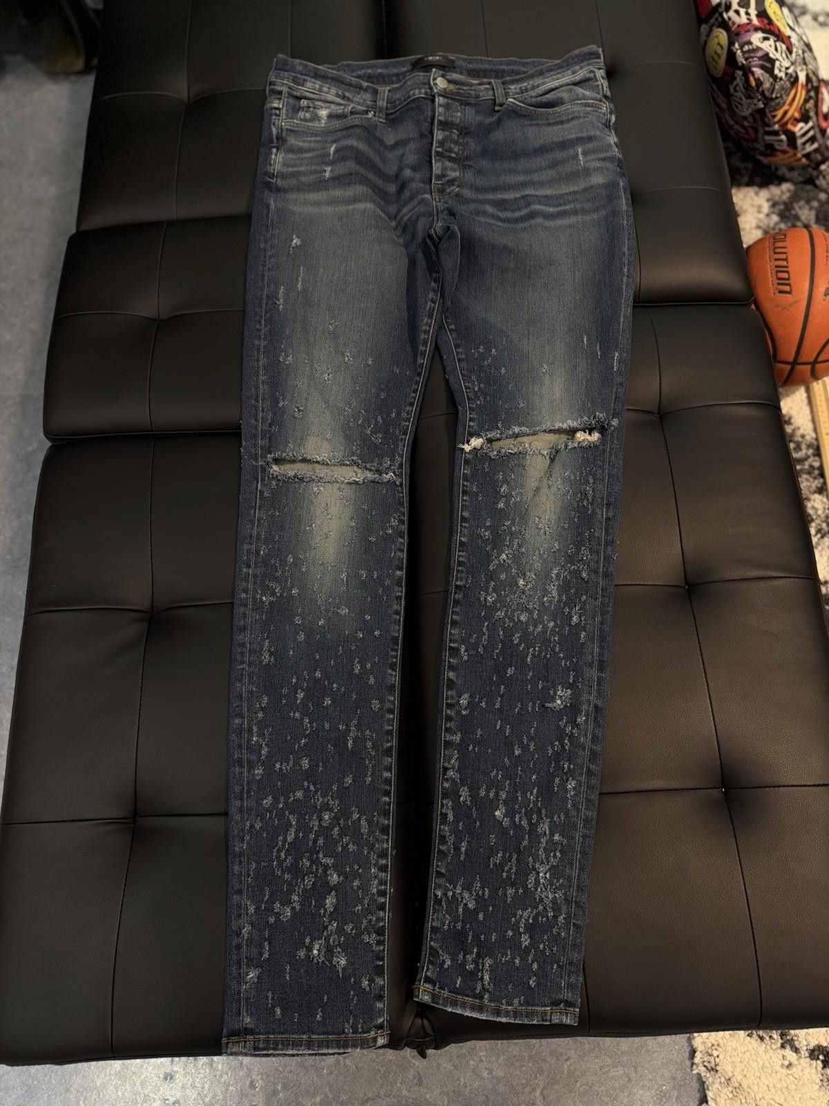 Amiri Size 38 - Amiri Blue Ripped Leg Jeans Quick Shipping Size US 38 / EU 54 - 1 Thumbnail