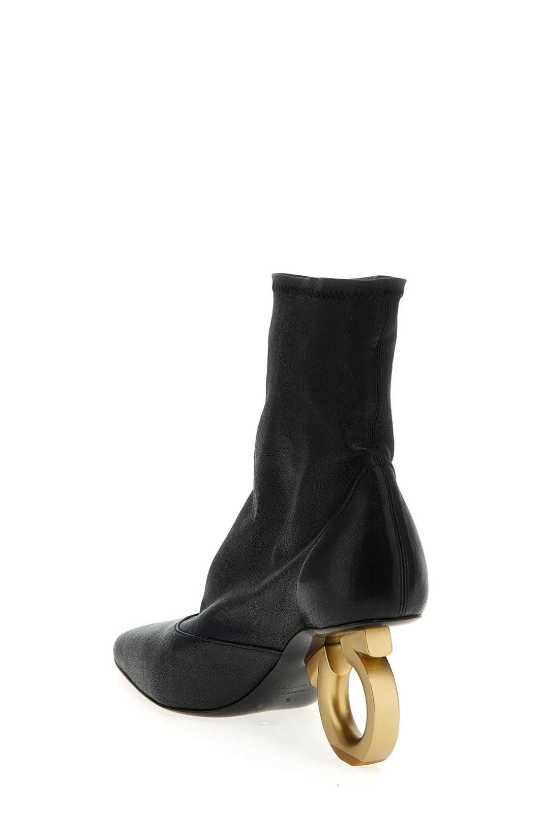 FERRAGAMO Adhar Gold/Black Leather Ankle 70mm Boots