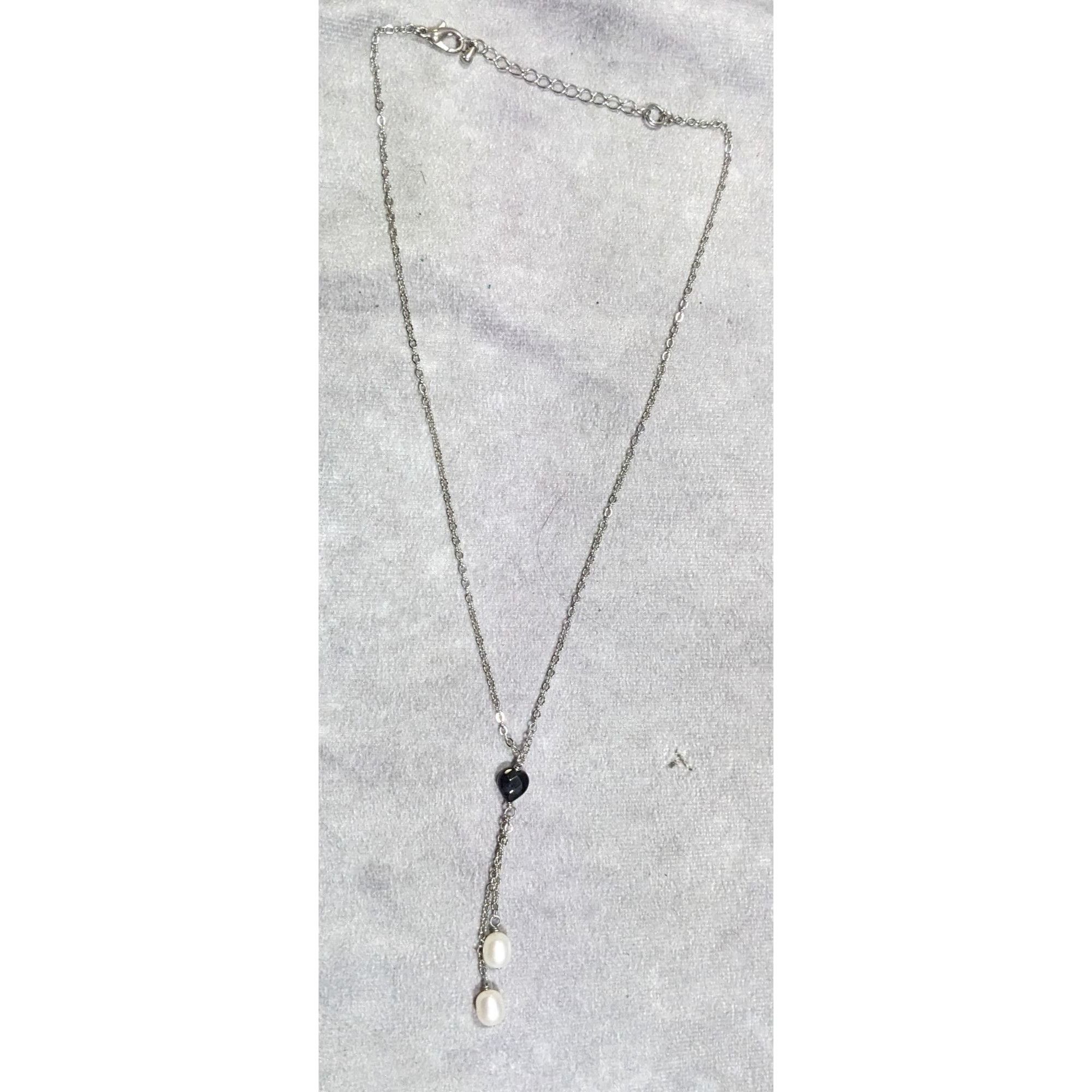 Other Elegant Black Heart Pearl Accent Lariat Necklace Size ONE SIZE - 7 Thumbnail
